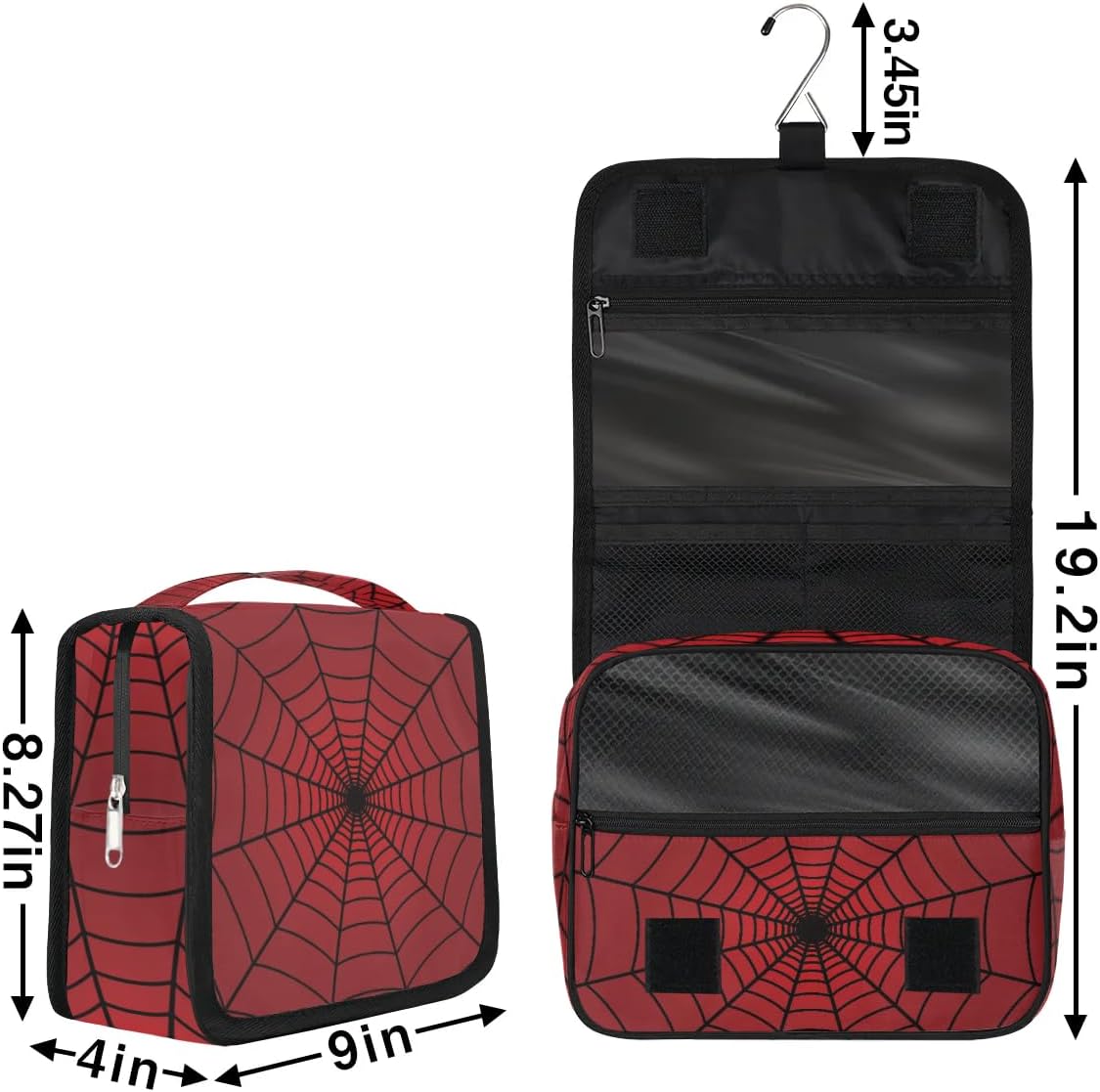 Red Web Hanging Travel Toiletry Bag with Sturdy Hook