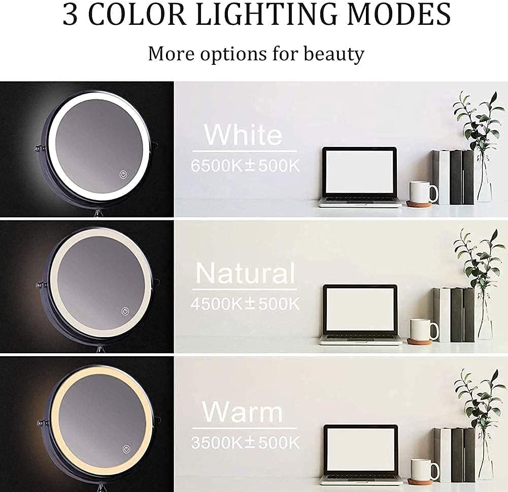 USB Rechargeable Wall Mounted Makeup Mirror with 5X Magnification