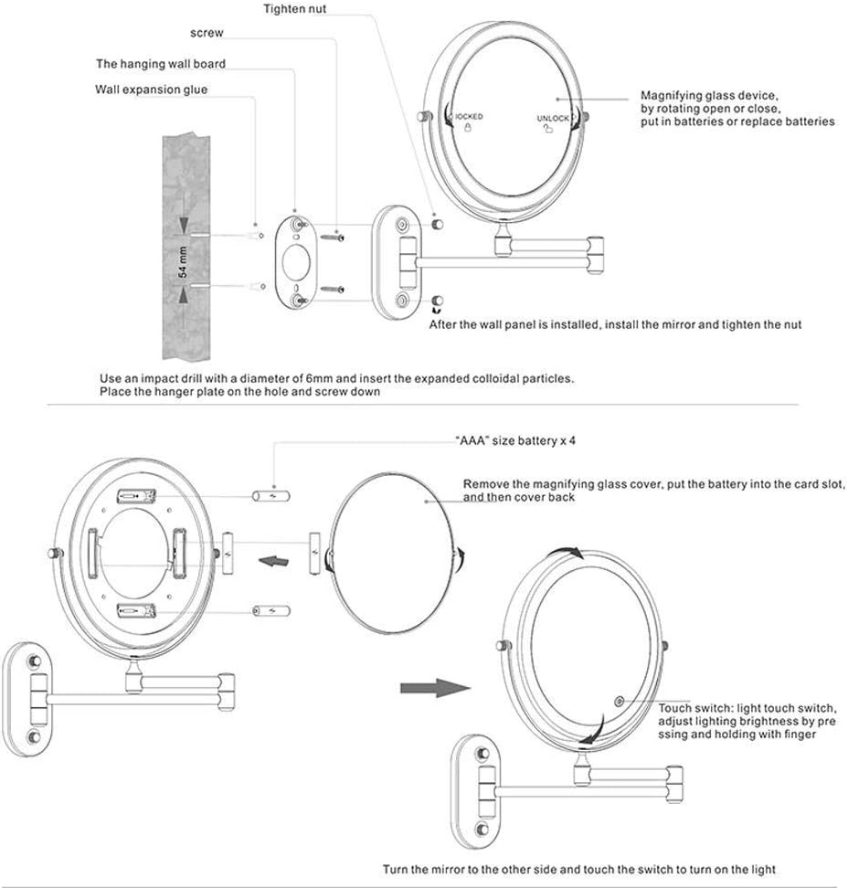 LCARY Wall-Mounted Makeup Mirror 7X Magnification