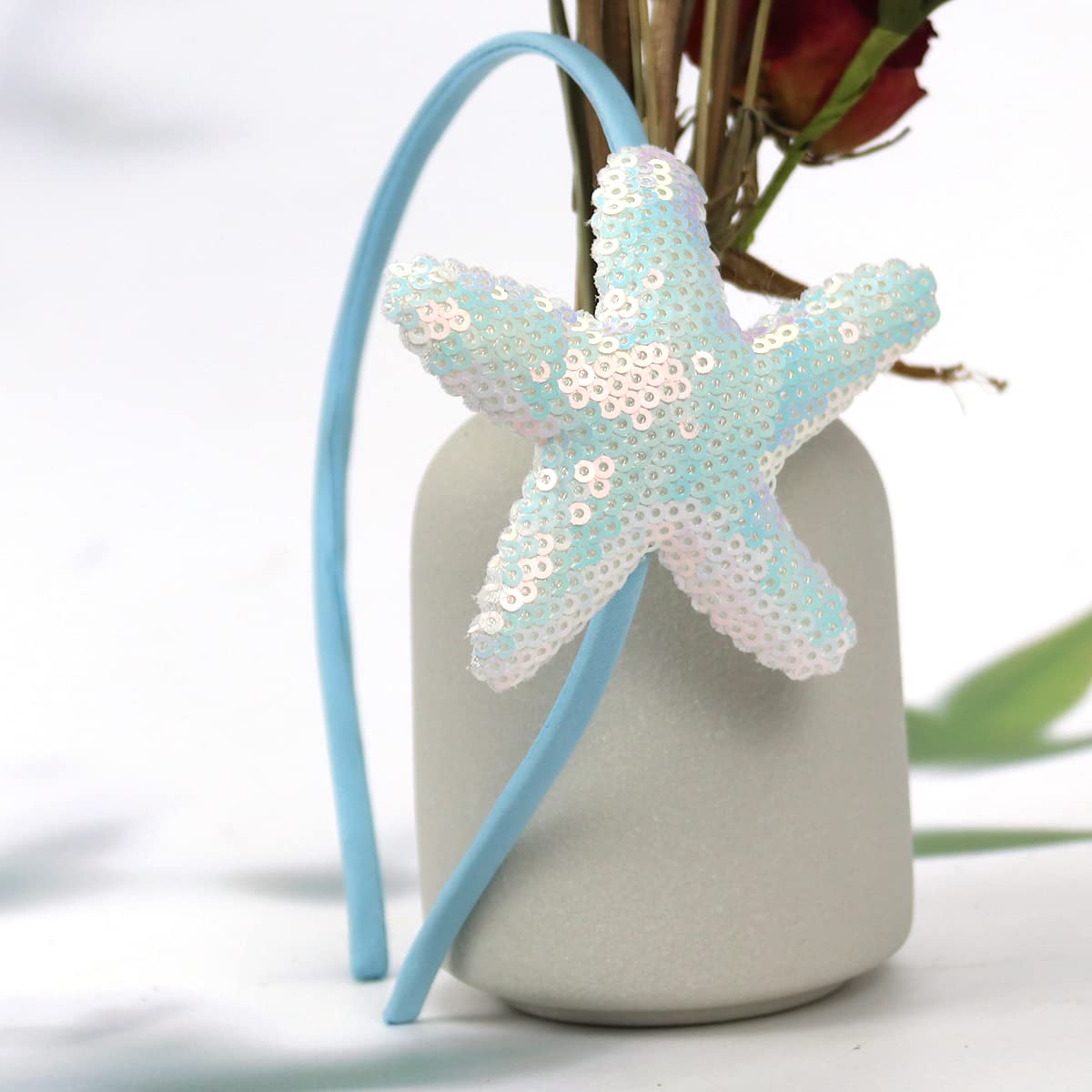 Totelux Blue Starfish Sequins Headband for Women Girls
