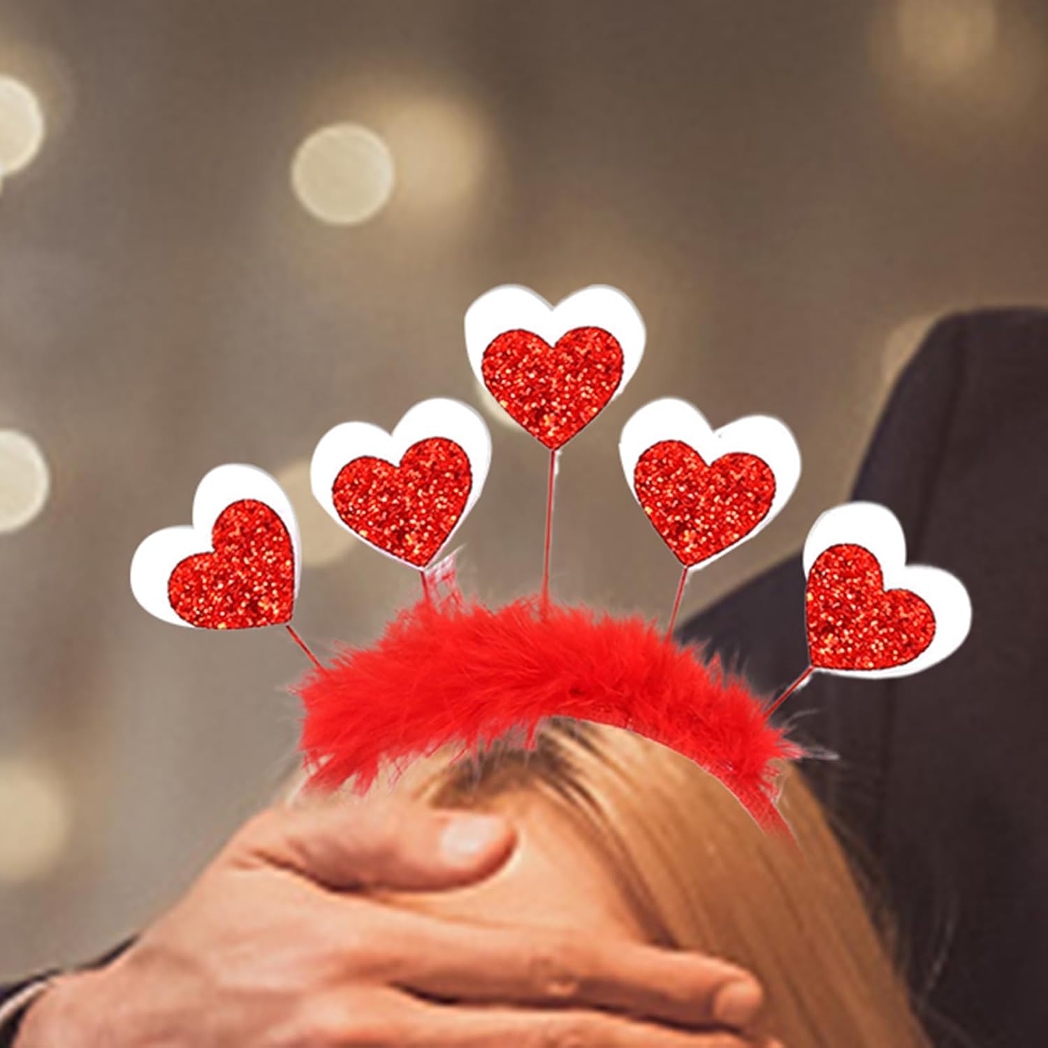 Valentines Day Glitter Heart Headband for Women