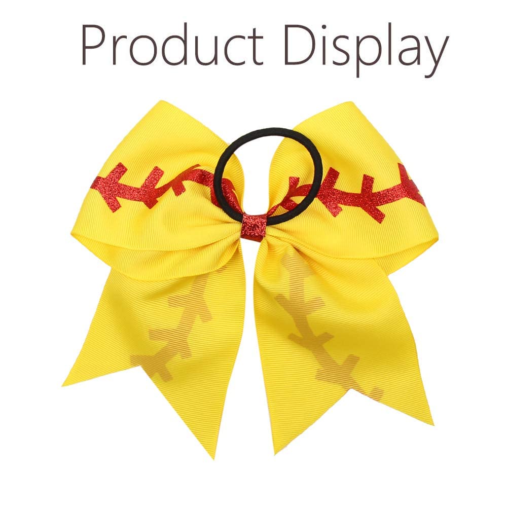 16PCS 8 Inch Cheer Hair Bows Ponytail Holder Elastic Band for Girls