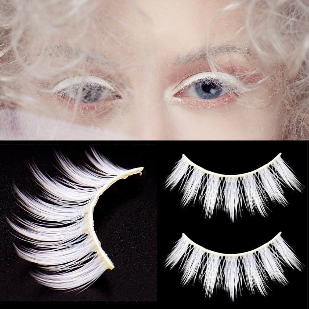 ikasus Halloween White False Eyelashes - Natural Long and Reusable