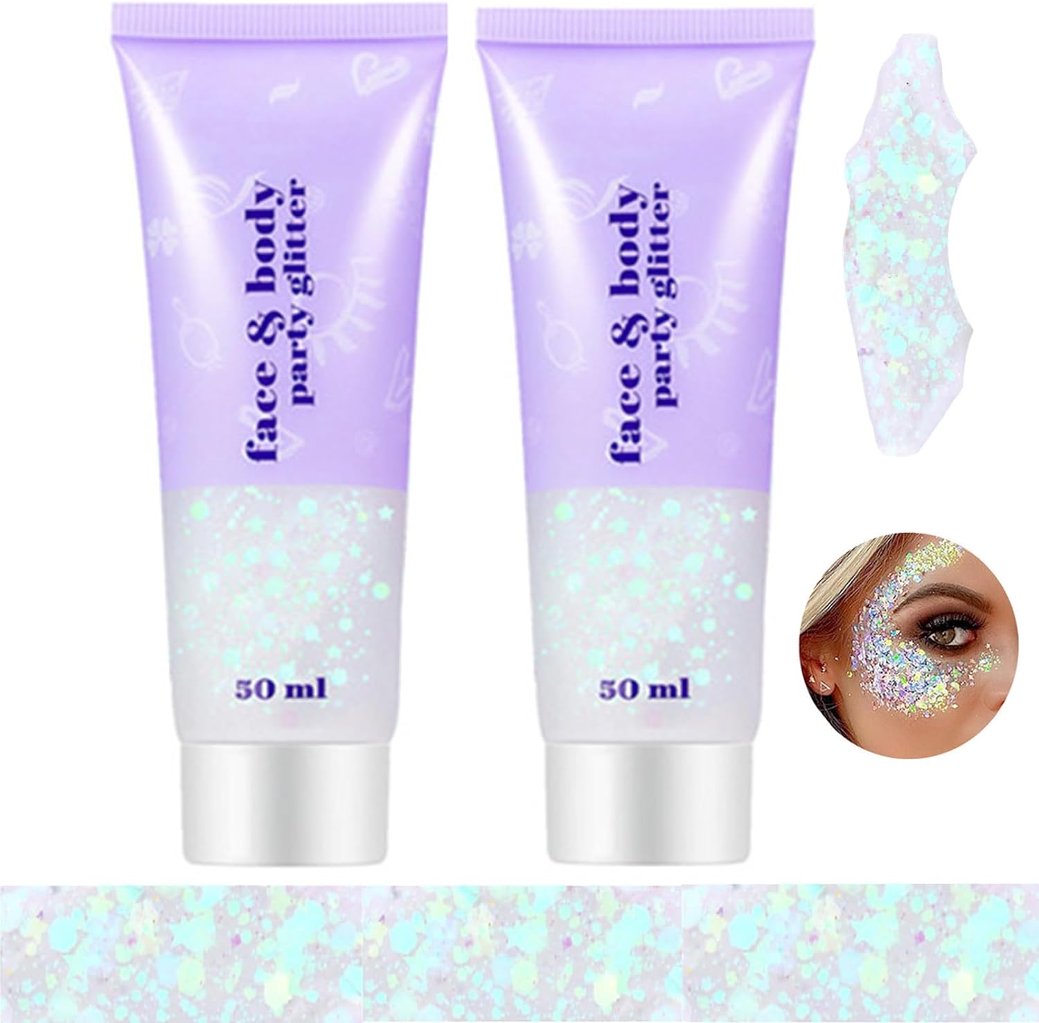 Go Ho 2PCS Fairy White Body Glitter Gel