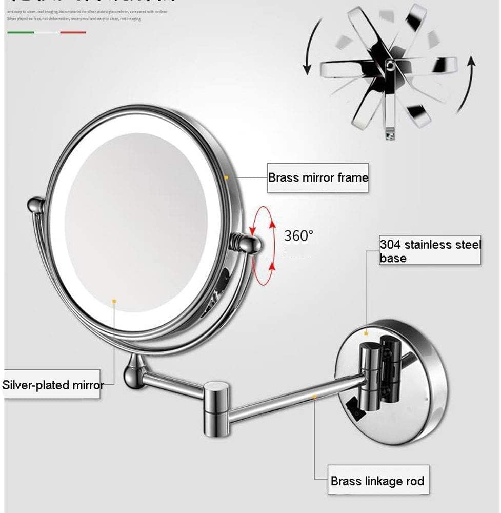 DEIHGE Makeup Mirror with LED Light Wall Mount 8 Inches 3X Magnification