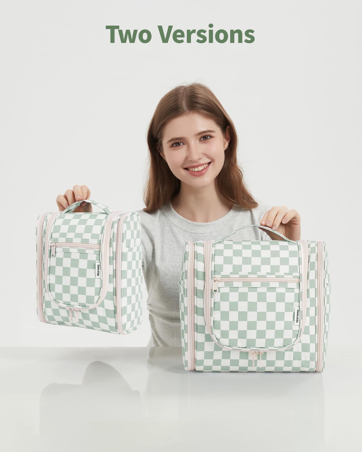 Narwey Checked Hanging Travel Toiletry Bag for Women