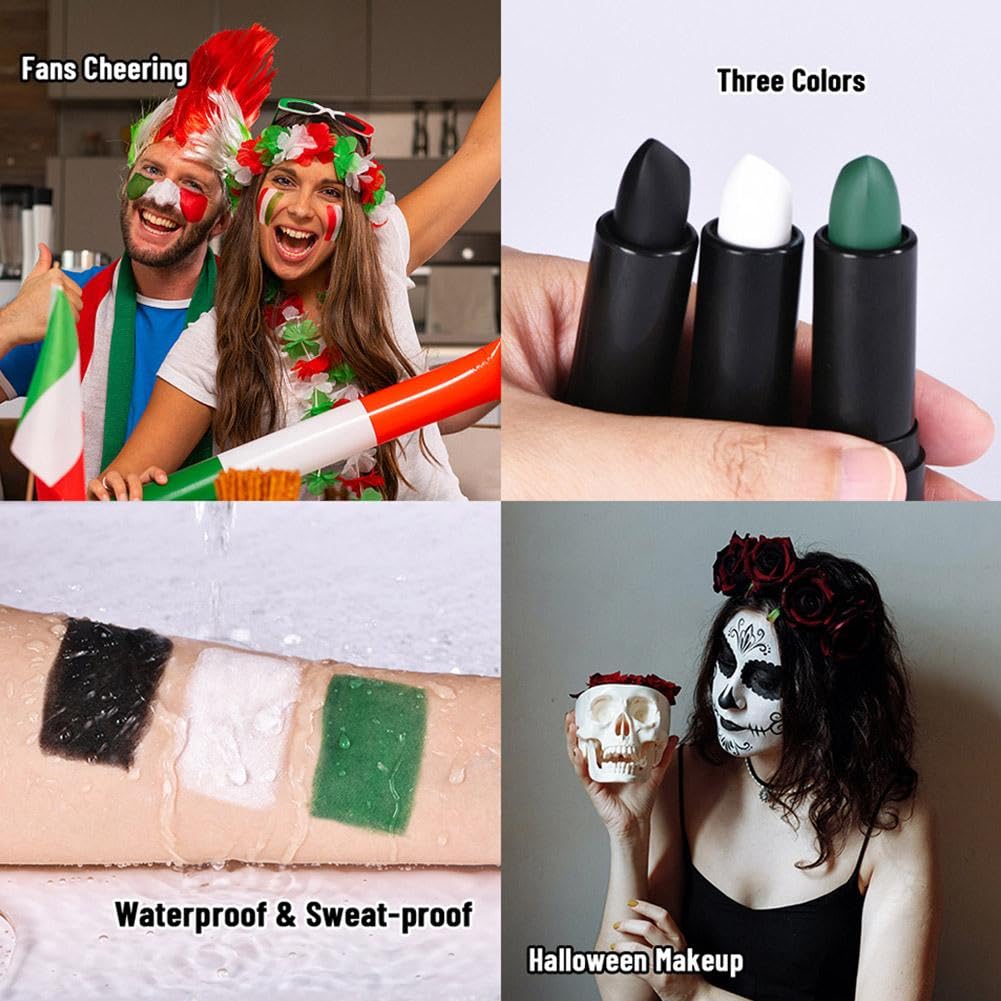 Washable Face Body Paint Crayons with Twist Tube Eye Black Stick