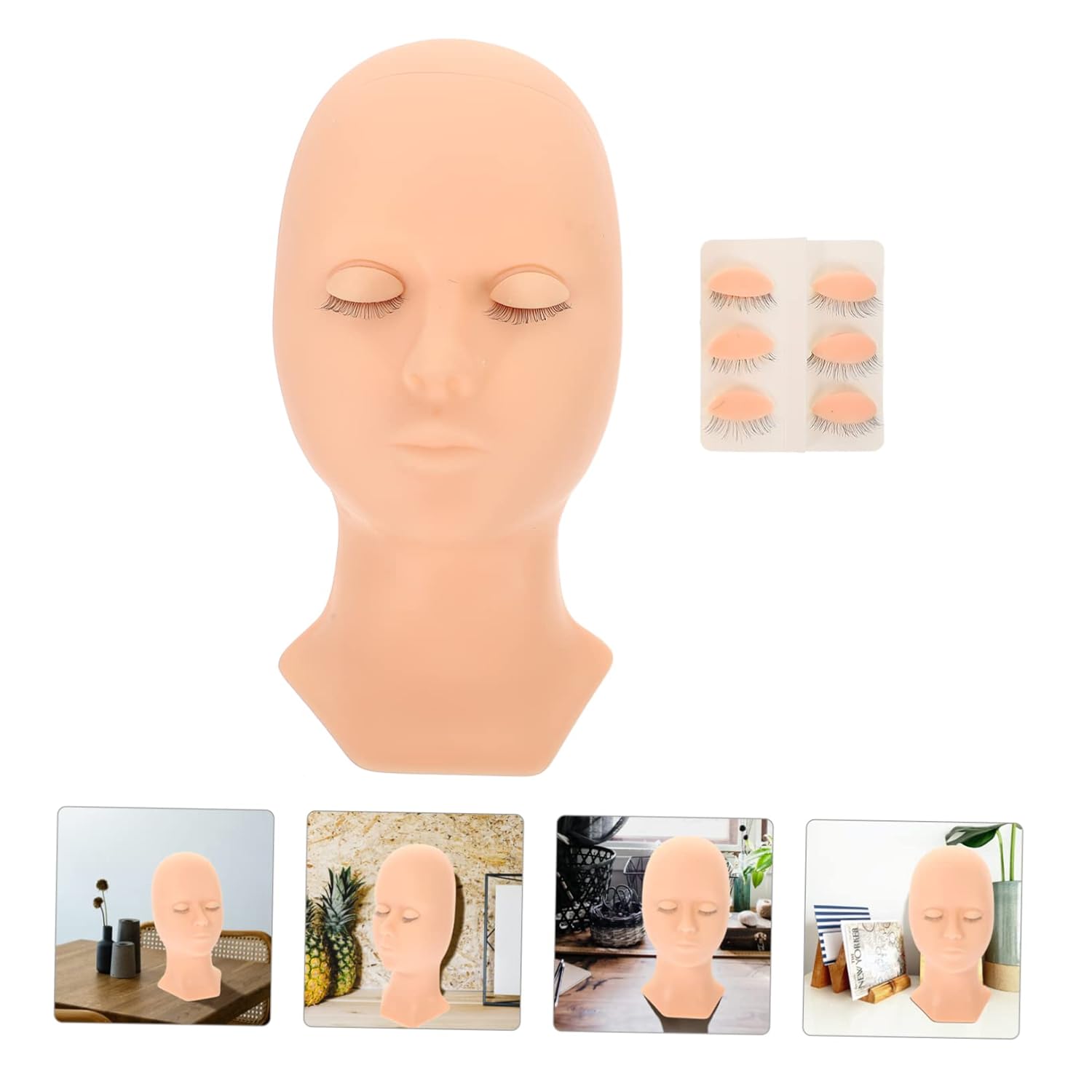 Balacoo Realistic Makeup Practice Silicone Mannequin Head with Removable Eyelids