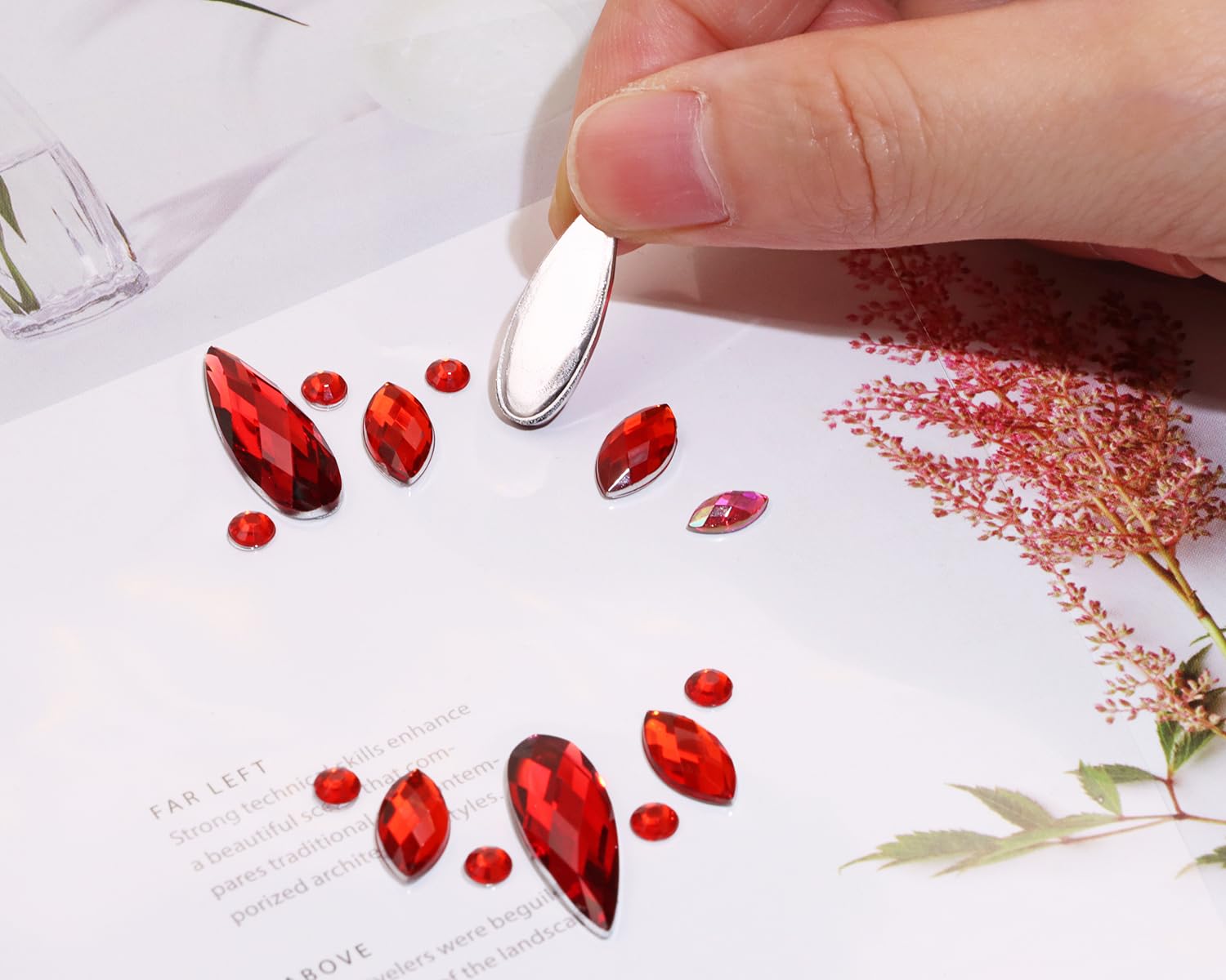 Face Jewels Stick On Costume Gems for Halloween Party Red