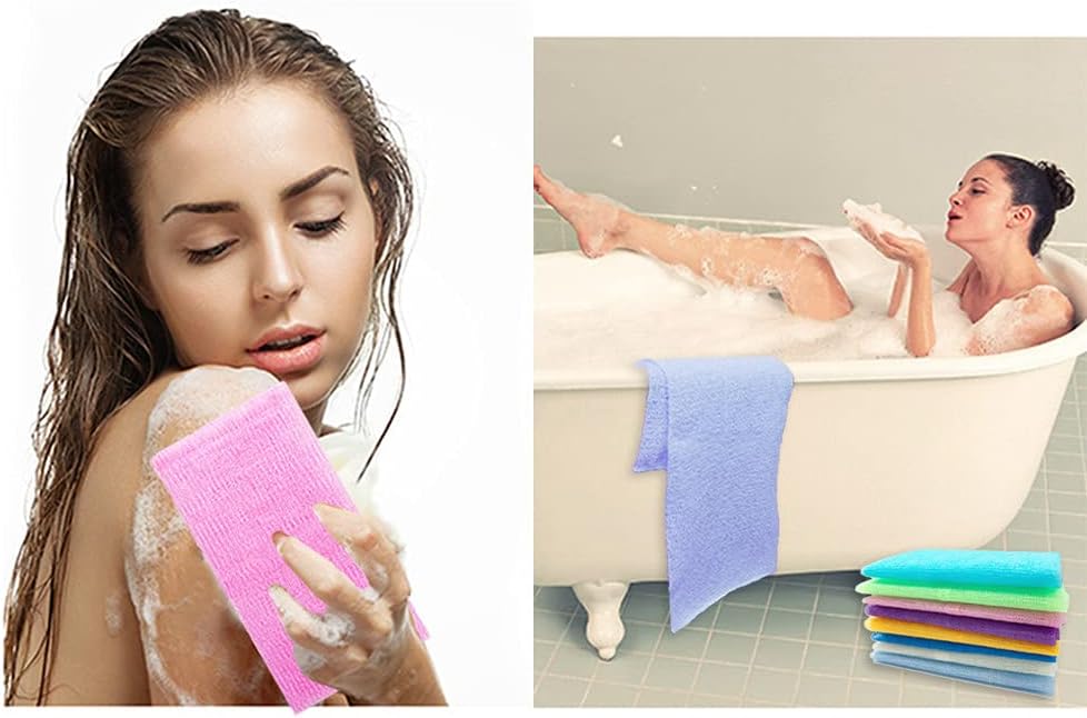 8Pcs 35 Inch Exfoliating Bath Cloths for Skin Care