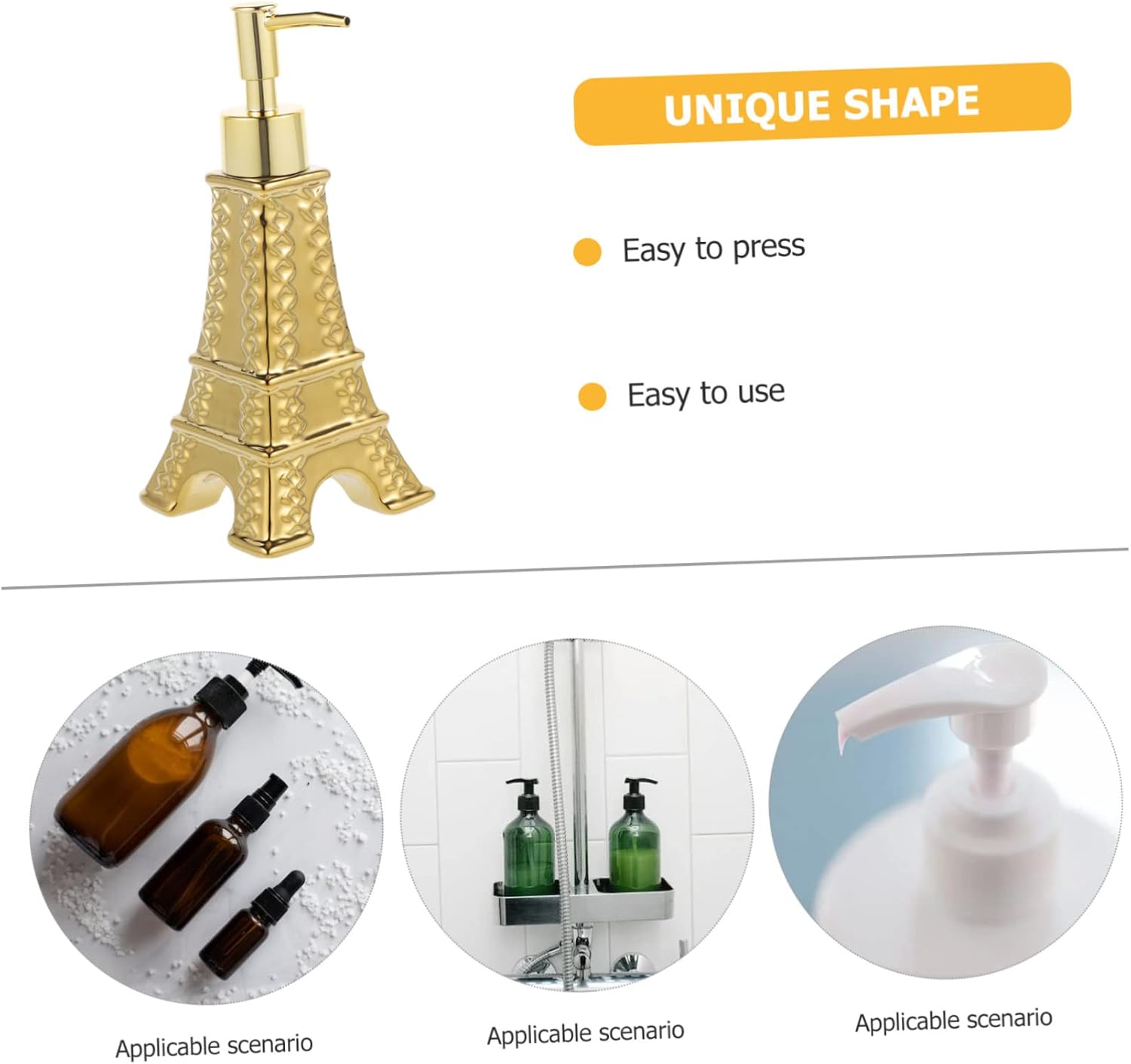 Ipetboom Eiffel Tower Soap Dispenser with Pump Refillable