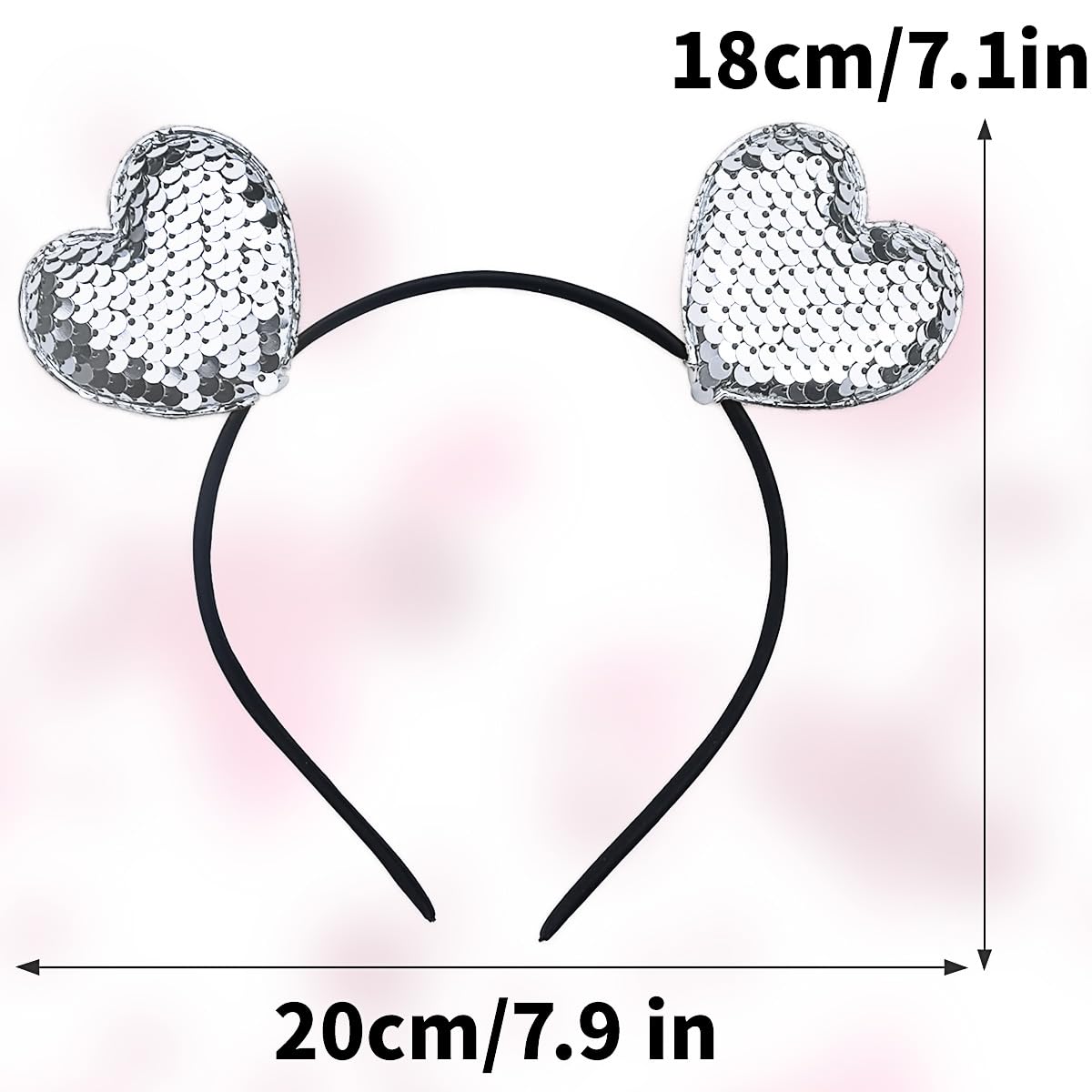 Doneace Valentines Heart Headband with Sequins