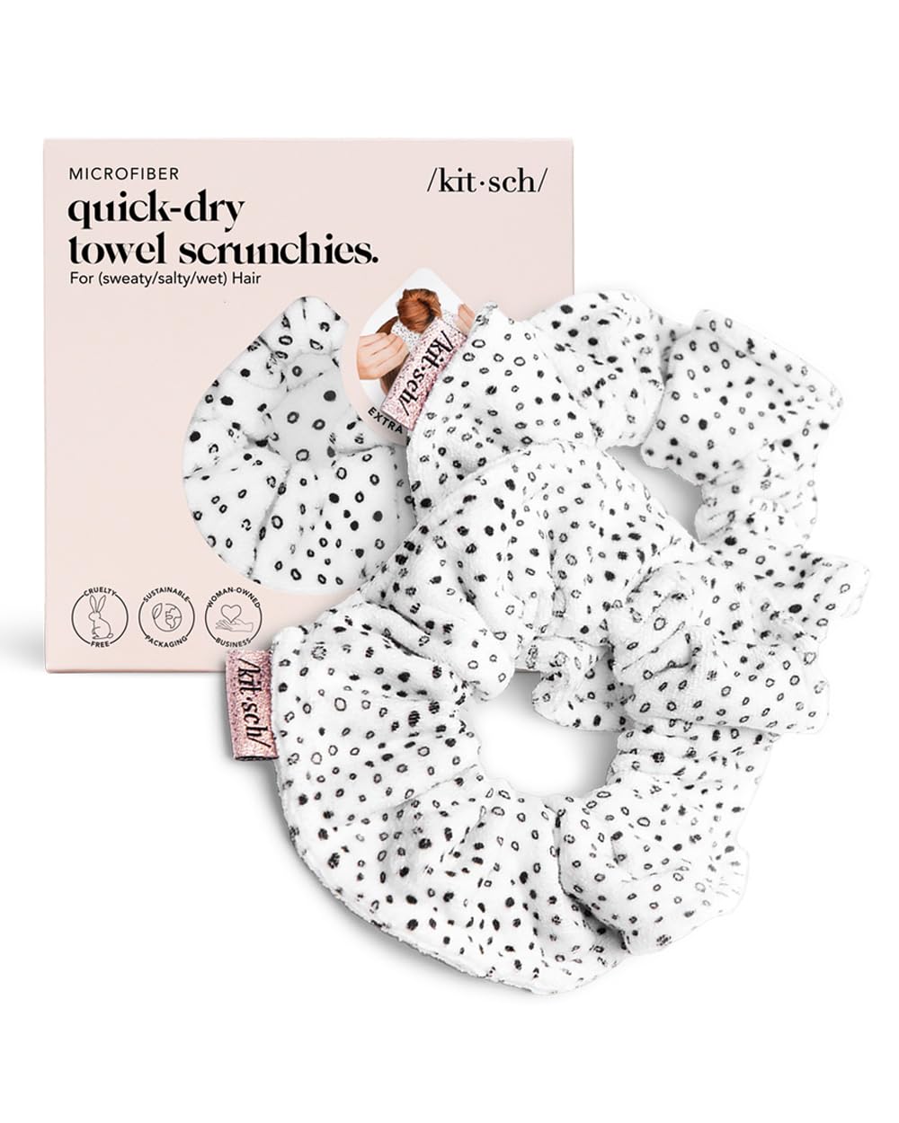 Kitsch Microfiber Hair Towel Scrunchie - 2 pcs - Dot