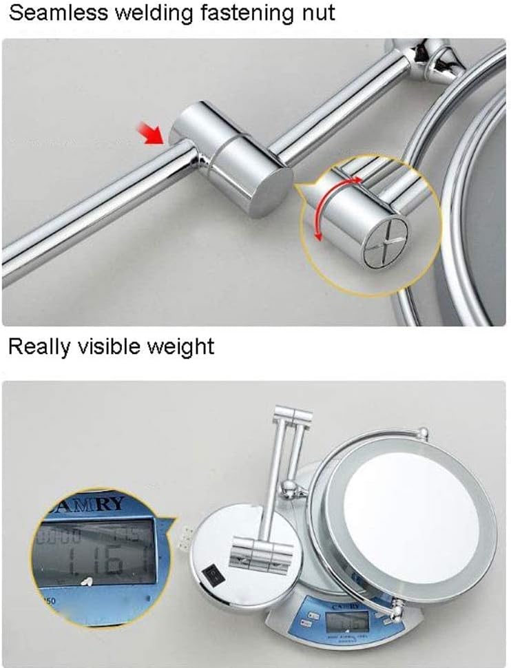 DEIHGE Makeup Mirror with LED Light Wall Mount 8 Inches 3X Magnification