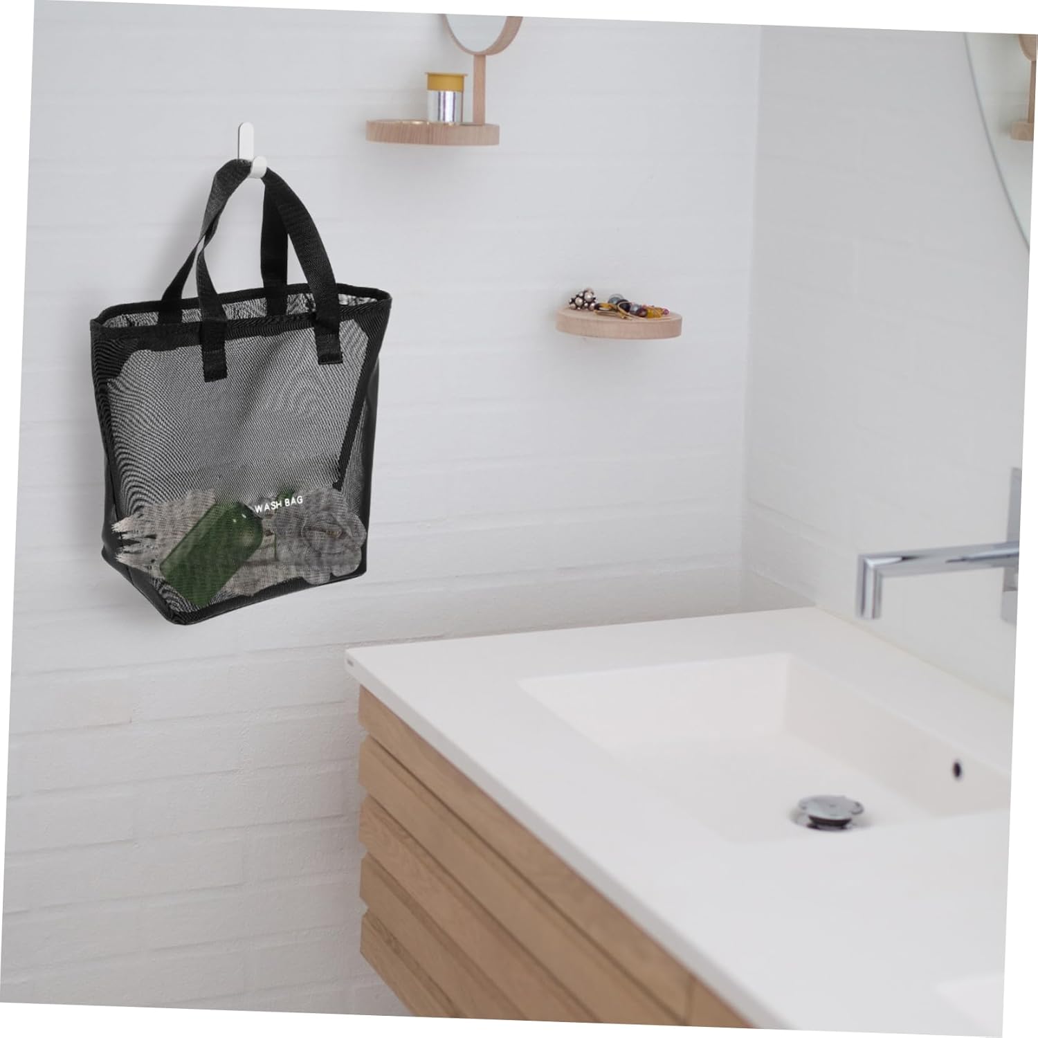 ULTECHNOVO Nylon Mesh Shower Tote Bag Portable Hanging Toiletry Organizer