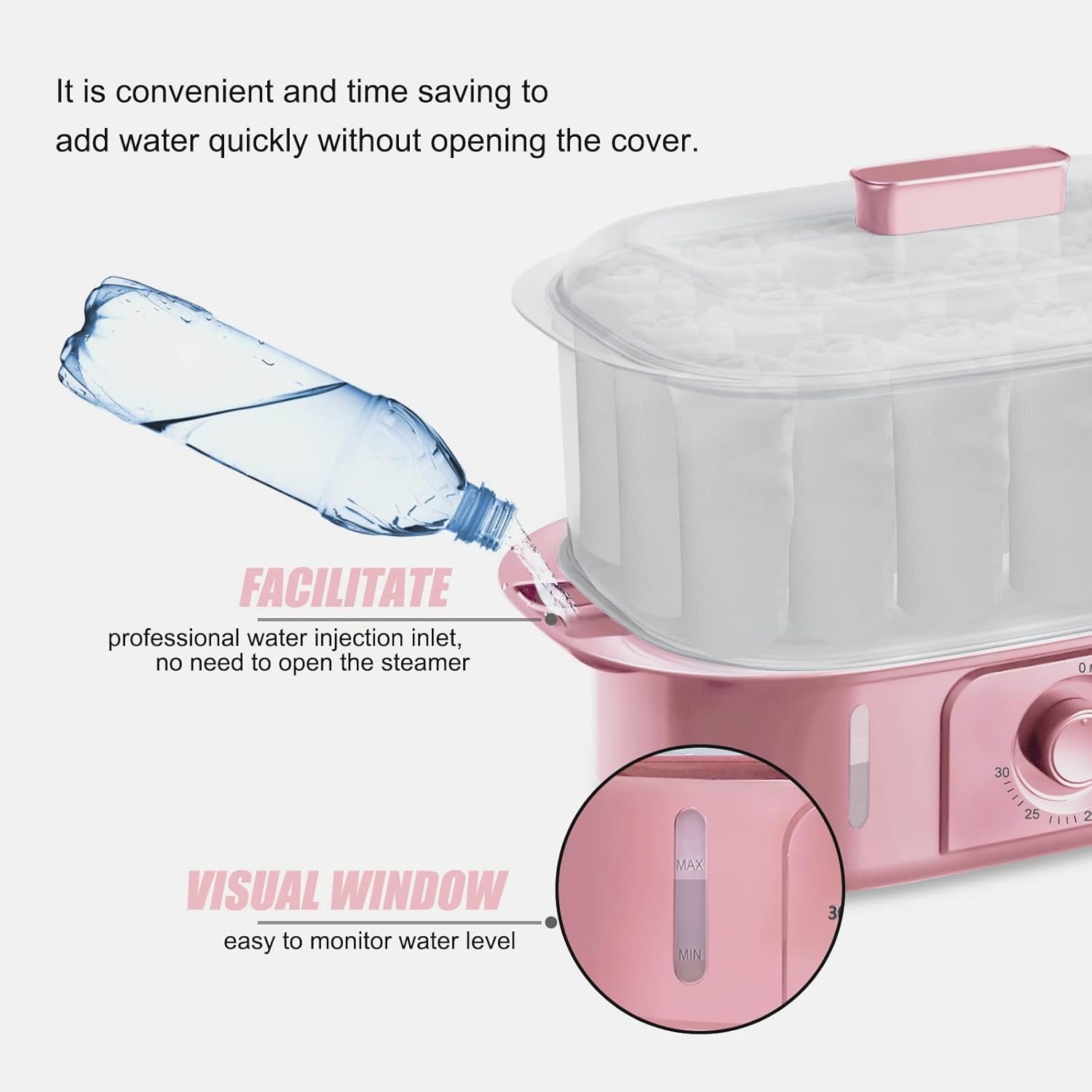 Pink Towel Steamer with Auto Off Timer for Home Spa Use