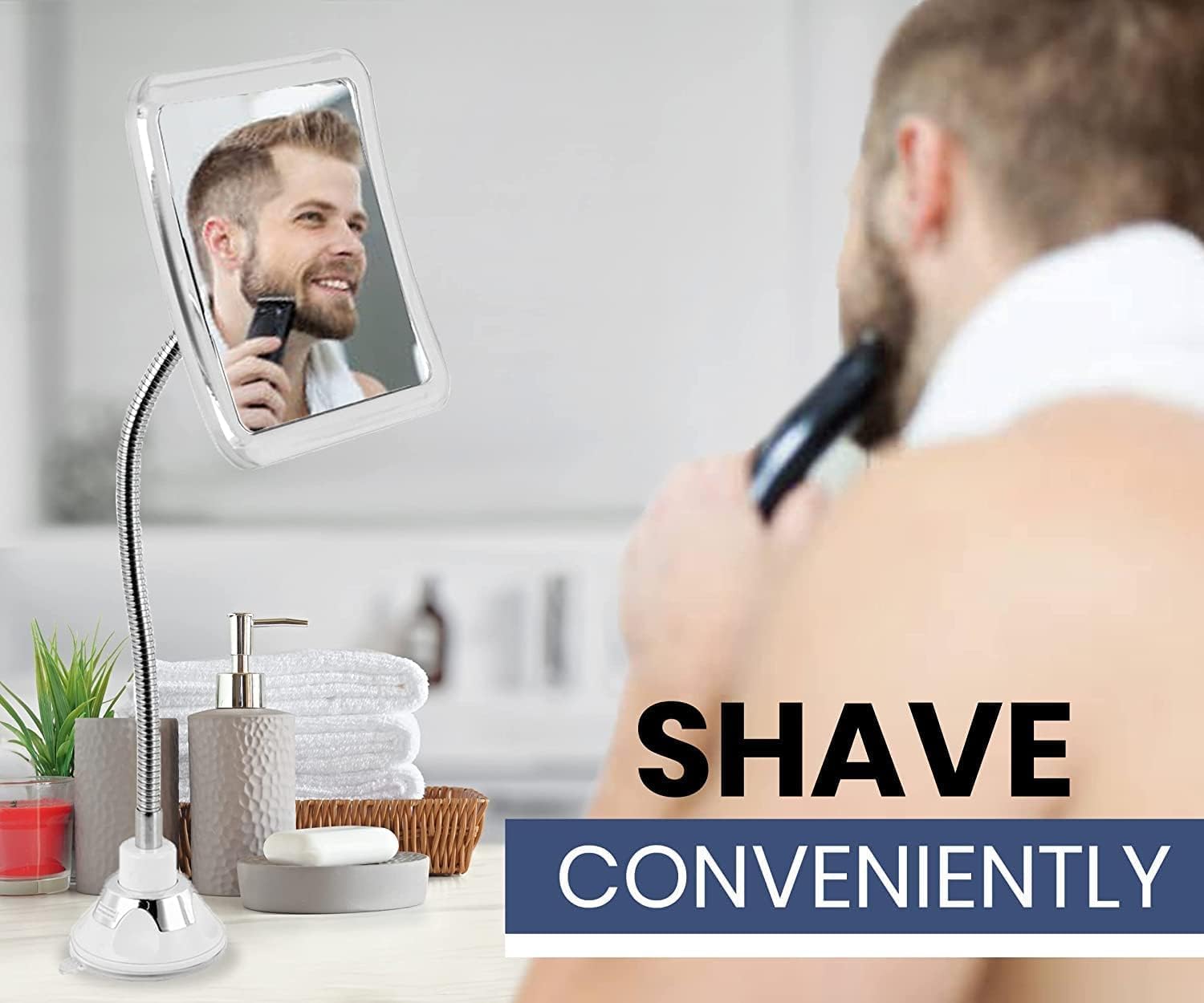 Mirrorvana Flexible Fogless Shower Mirror with Height Adjustment