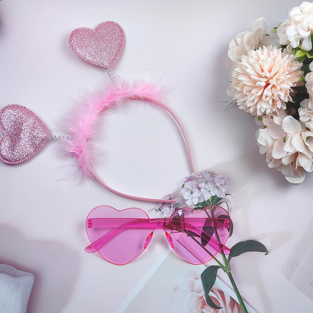 Pink Heart Headband with Sunglasses for Valentines Party