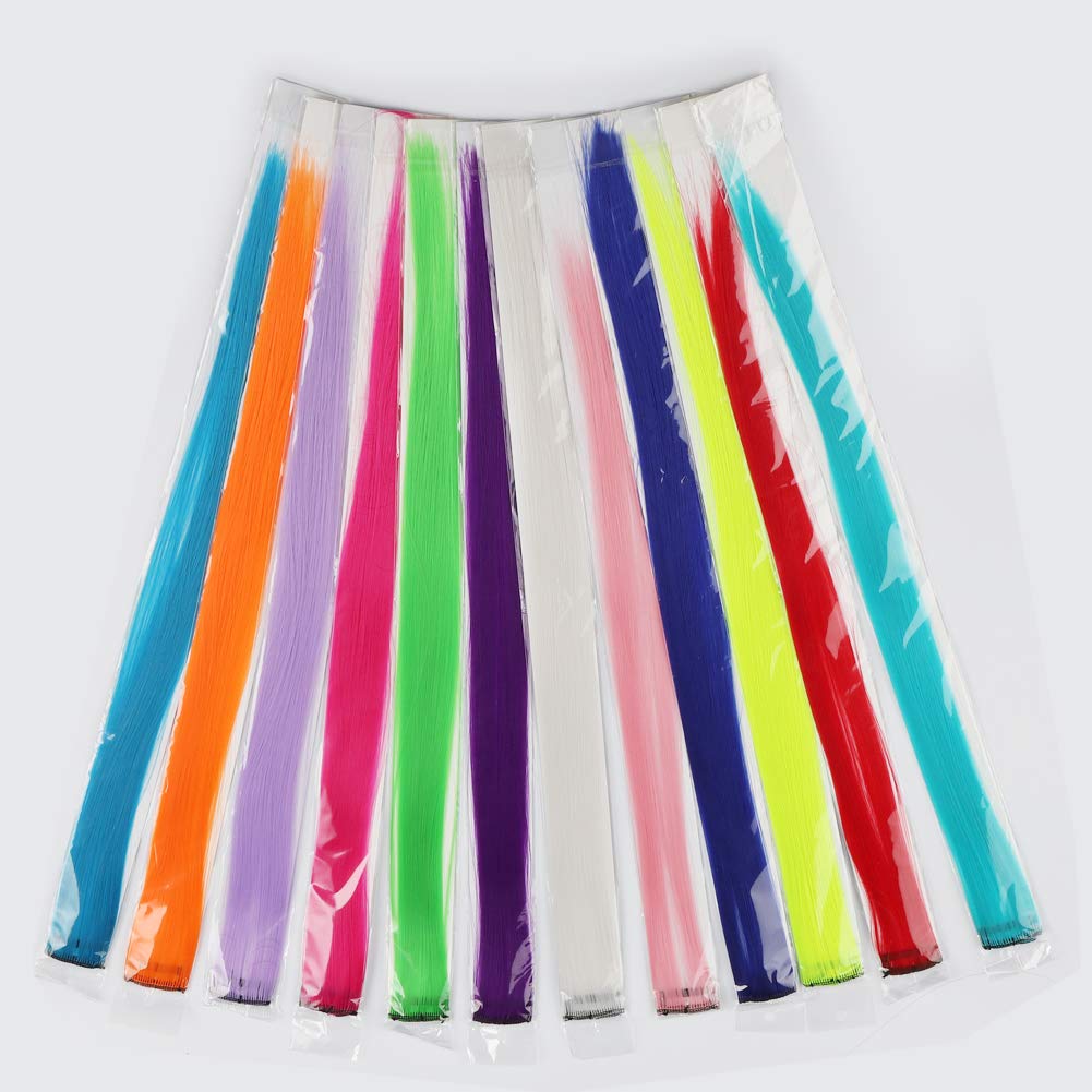 YaFex 12 Pcs Rainbow Clip In Hair Extensions