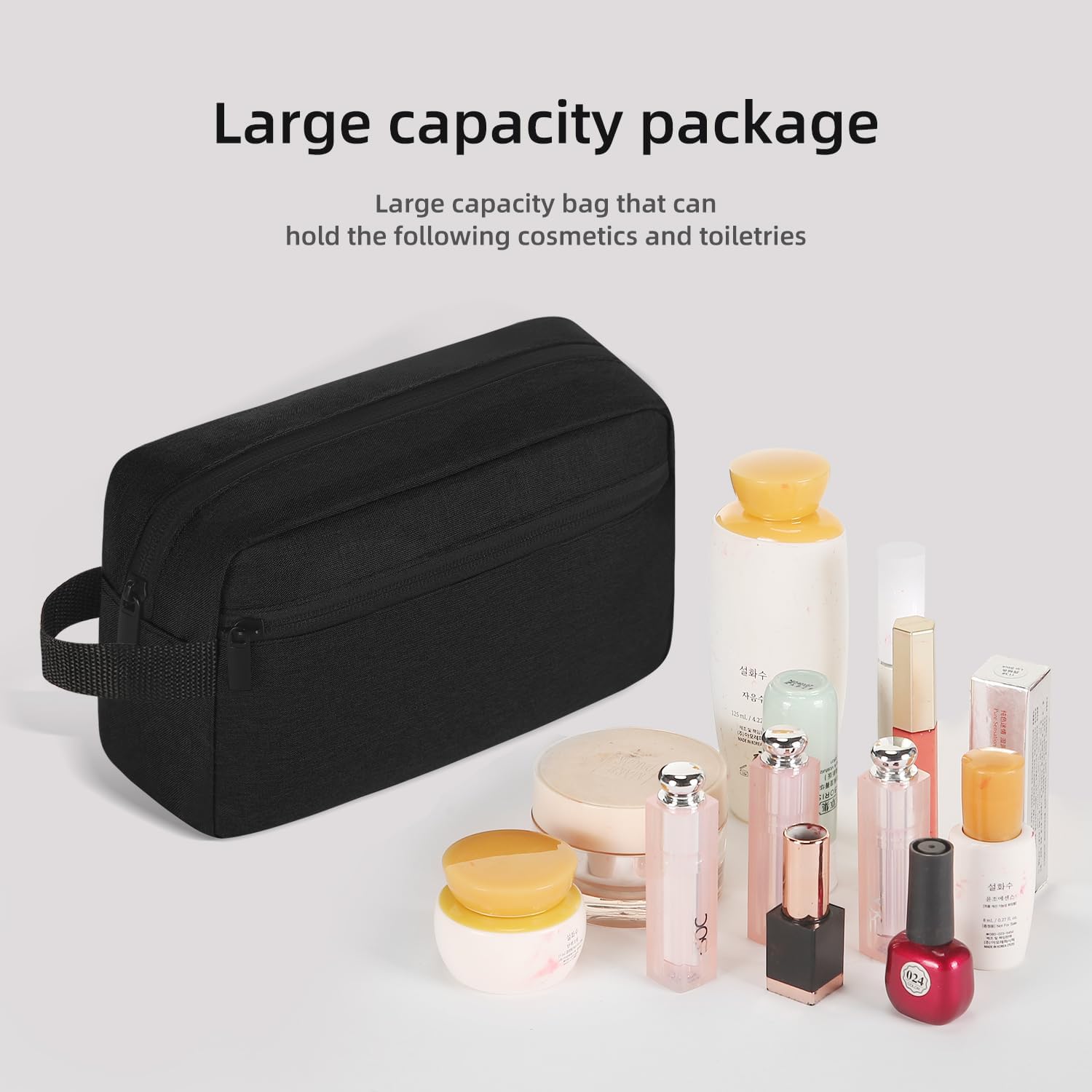 Icramsy Travel Toiletry Bag for Women Men Black