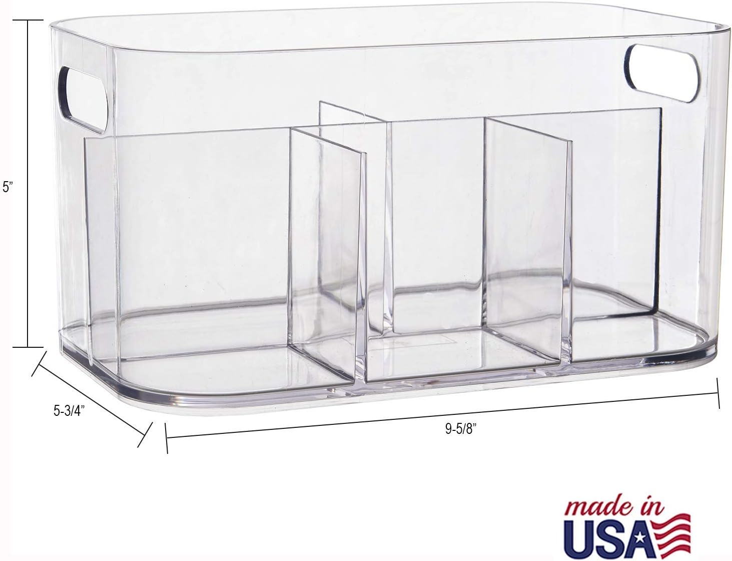 STORi Bliss 5-Compartment Makeup Organizer Clear Plastic Rectangular BPA-Free USA Made