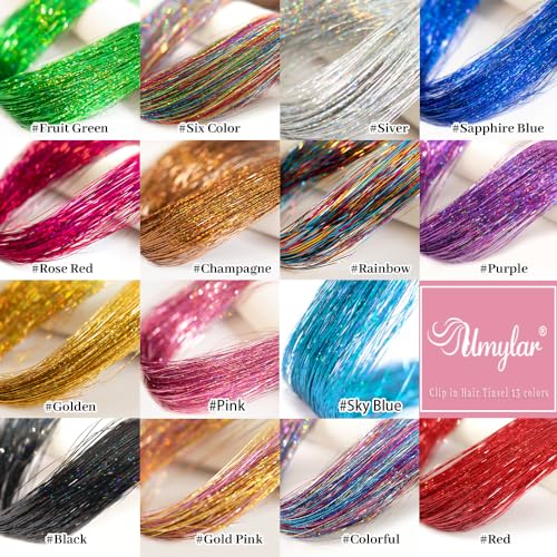 Umylar Hair Tinsel 12Pc Clip In Glitter Extensions