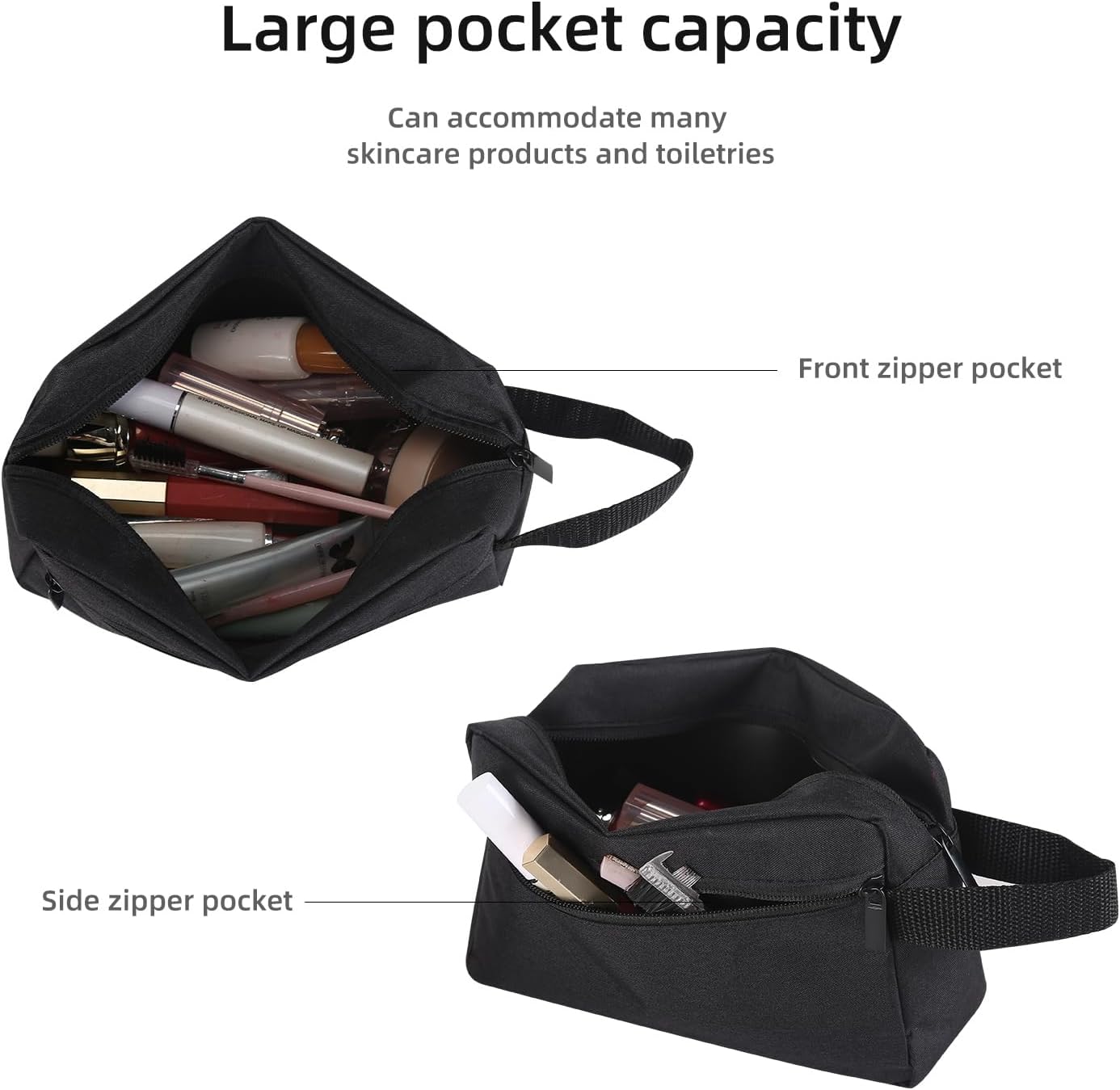 Icramsy Travel Toiletry Bag for Women Men Black