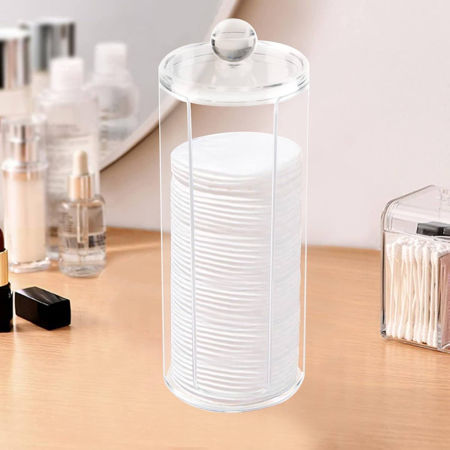 Boveker Acrylic Cotton Rounds Holder with Lid