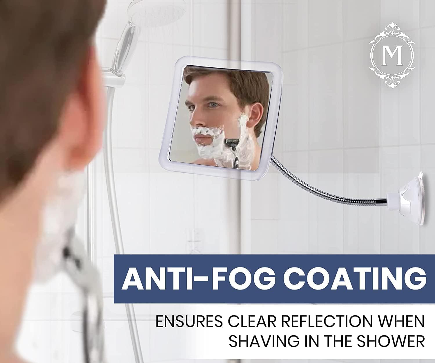 Mirrorvana Flexible Fogless Shower Mirror with Height Adjustment