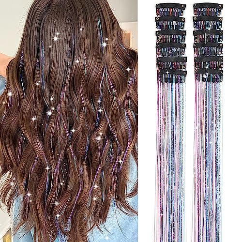 Umylar Hair Tinsel 12Pc Clip In Glitter Extensions