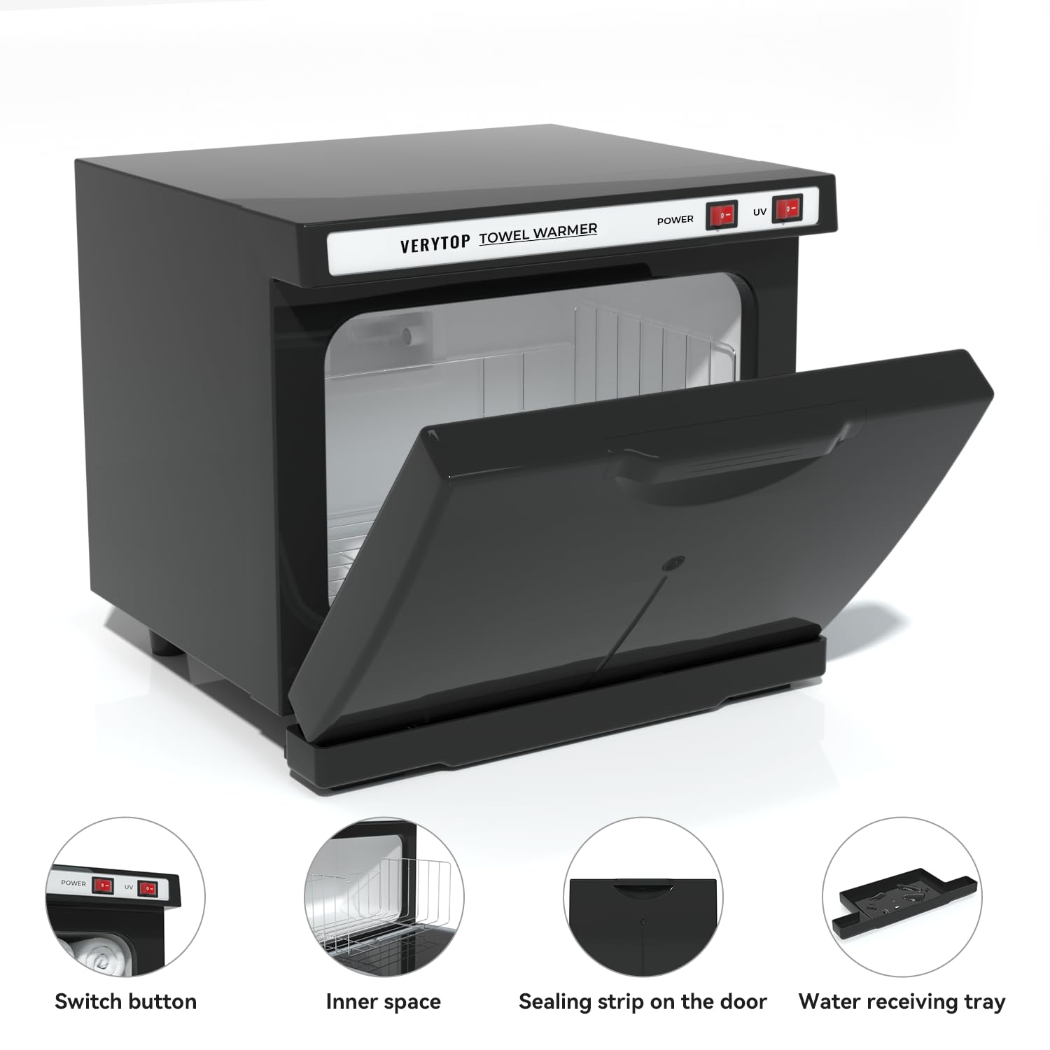 HYTOBP Hot Towel Warmer 85L Black Spa Cabinet