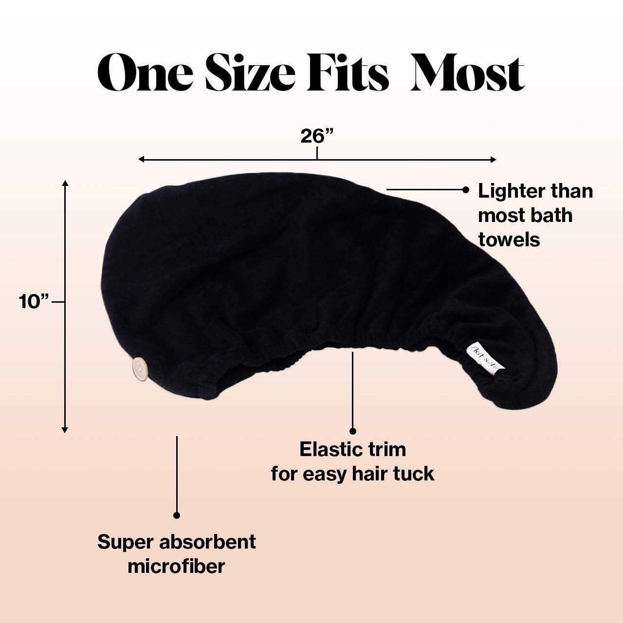 Kitsch Microfiber Hair Towel Wrap - Black 1