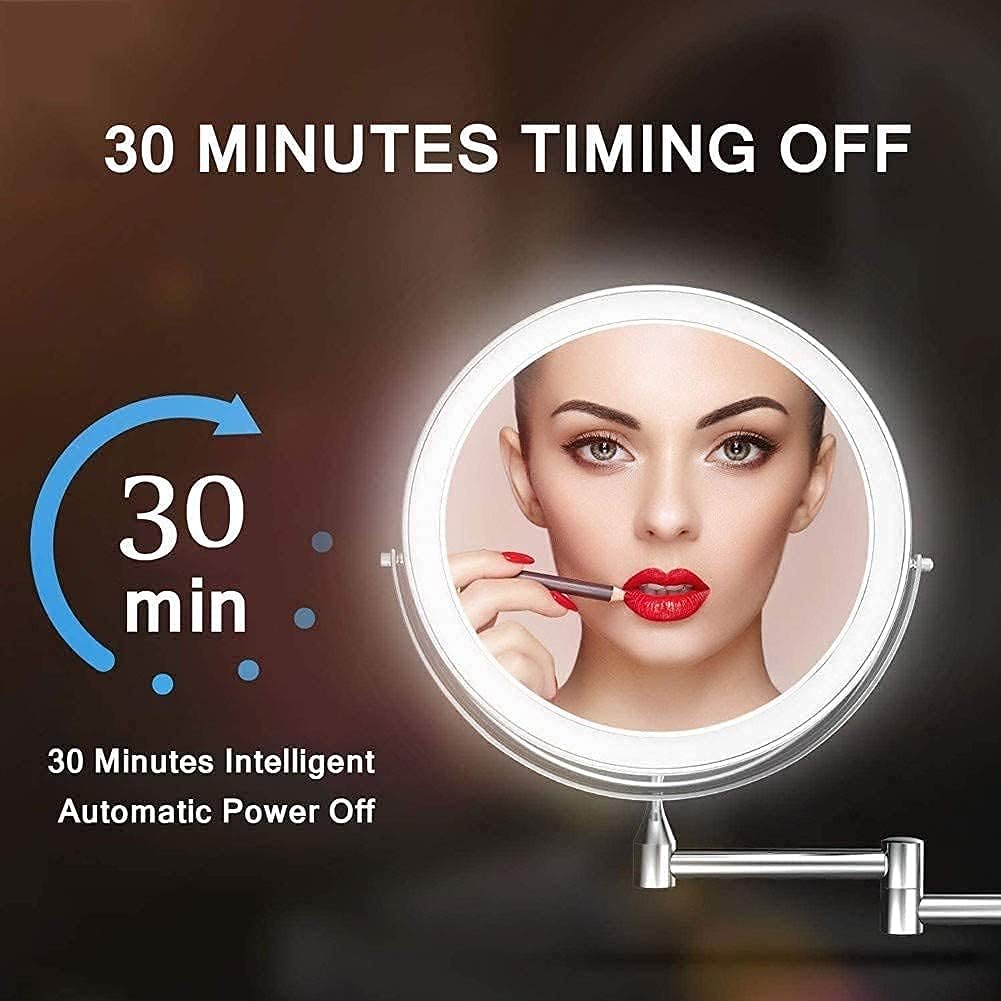 USB Rechargeable Wall Mounted Makeup Mirror with 5X Magnification