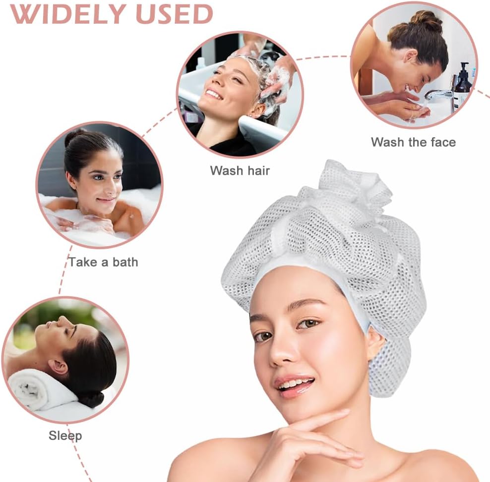 Adjustable Net Plopping Cap for Curly Hair Drying White with Drawstring