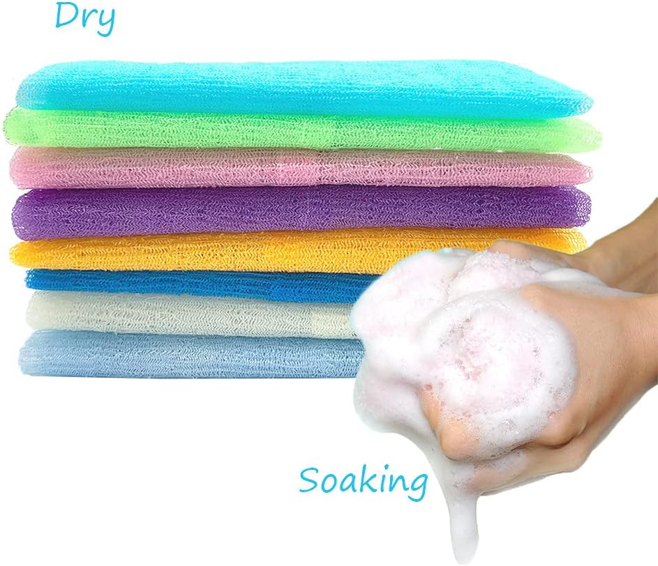 8Pcs 35 Inch Exfoliating Bath Cloths for Skin Care