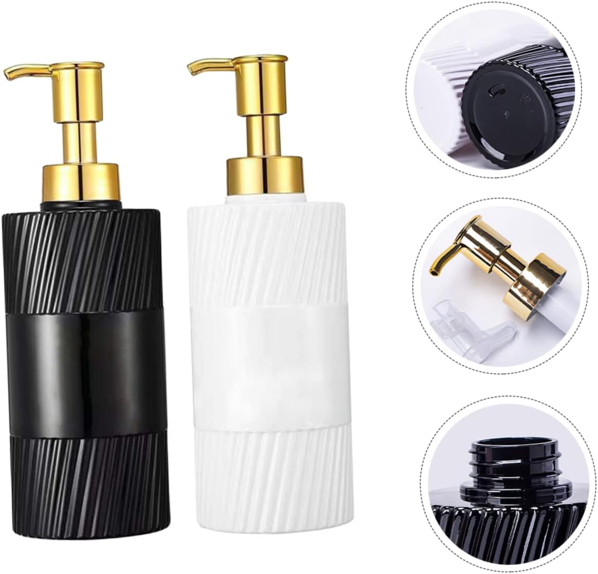 GLEAVI 2Pcs Refillable Shampoo Pump Bottles for Shampoo and Lotion