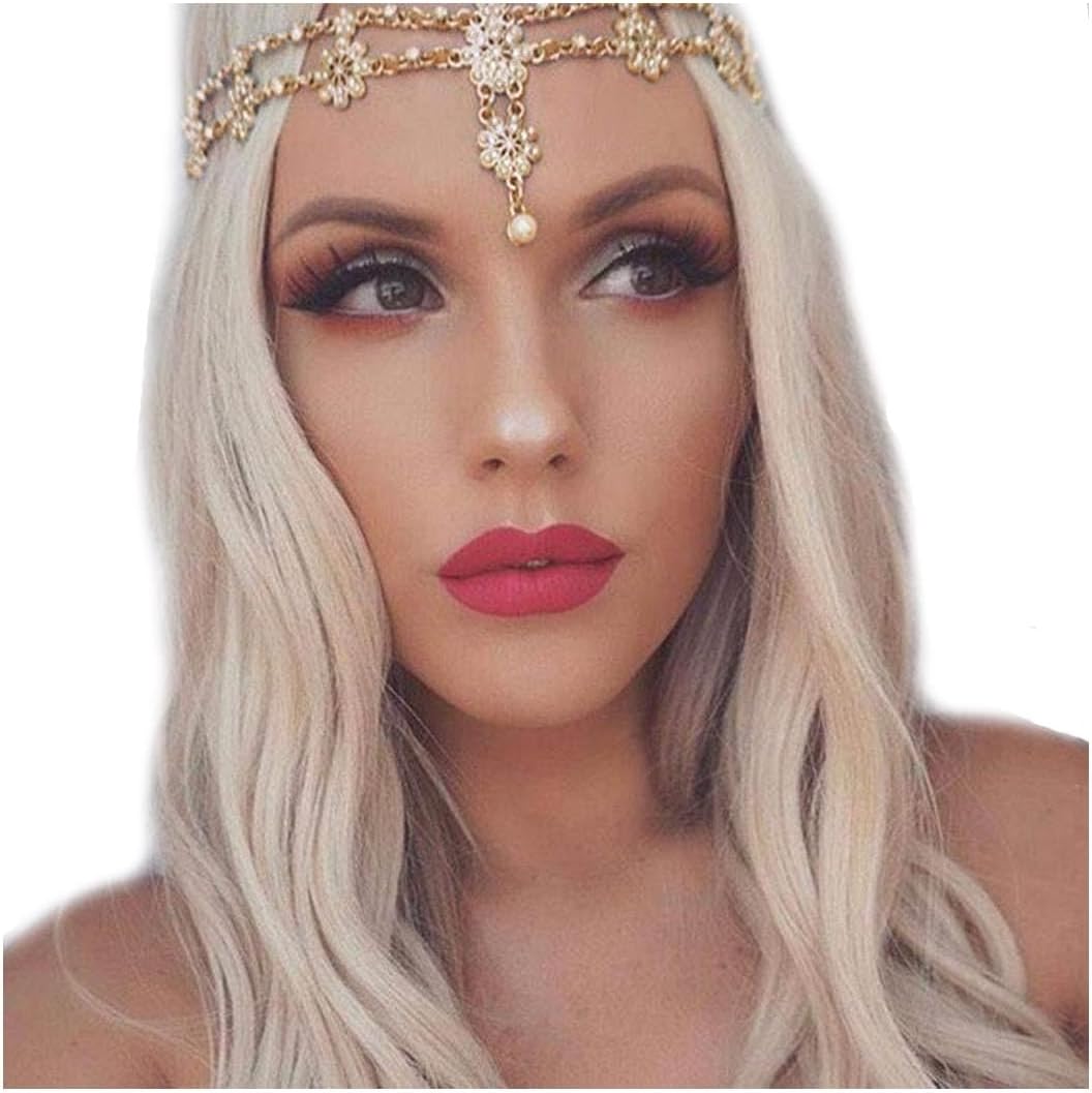 Aceorna Gold Silver Rose Gold Chain Floral Headband for Women