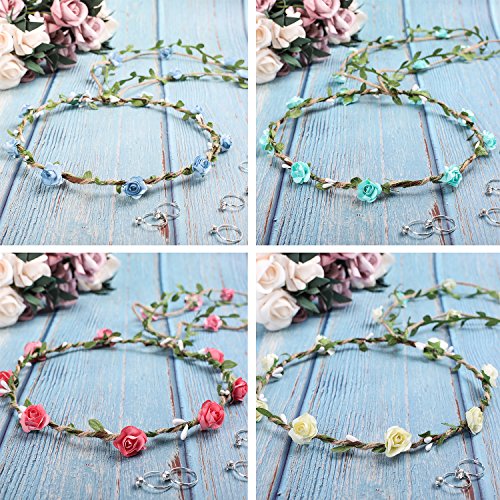 Whaline 4 Pcs Flower Crown Garland Headbands