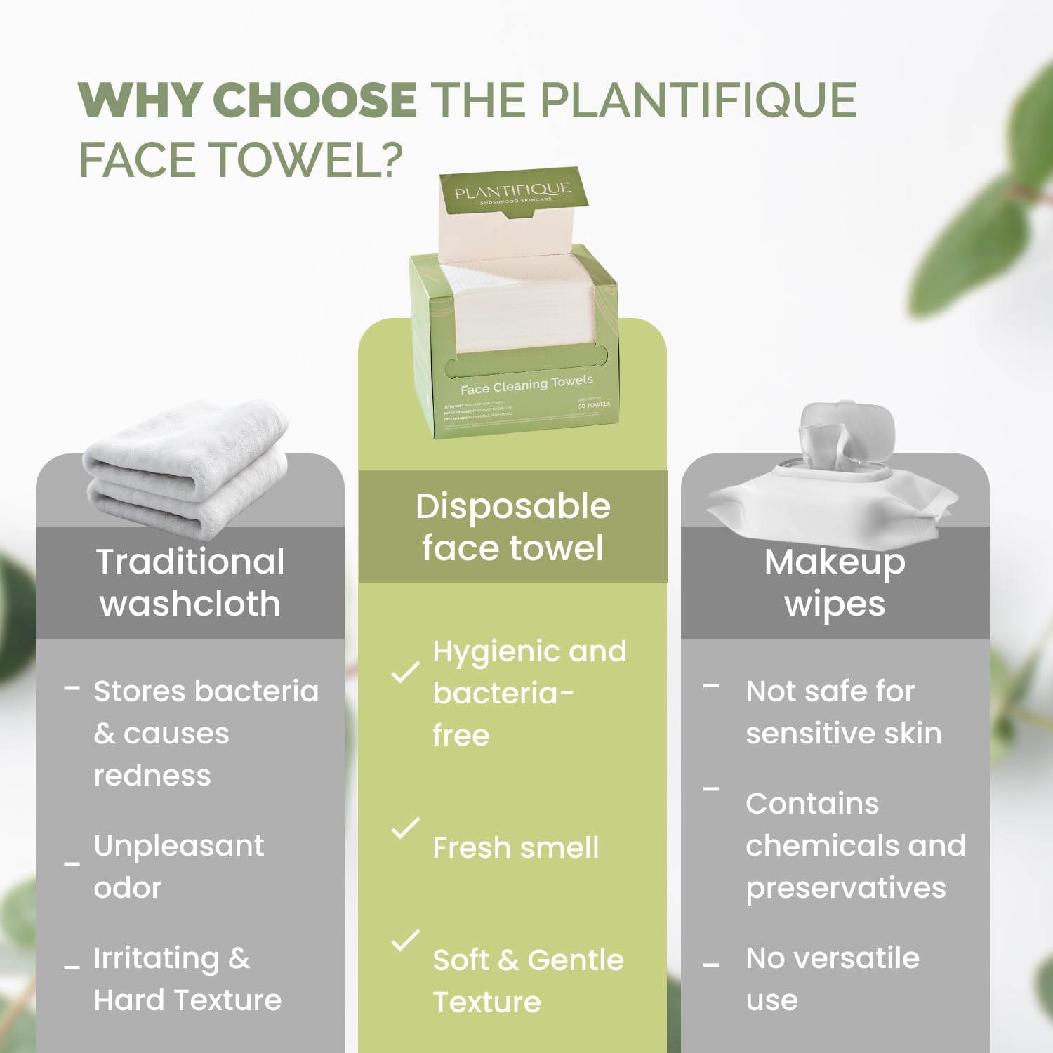 PLANTIFIQUE XL Face Towels 100 Biodegradable 1
