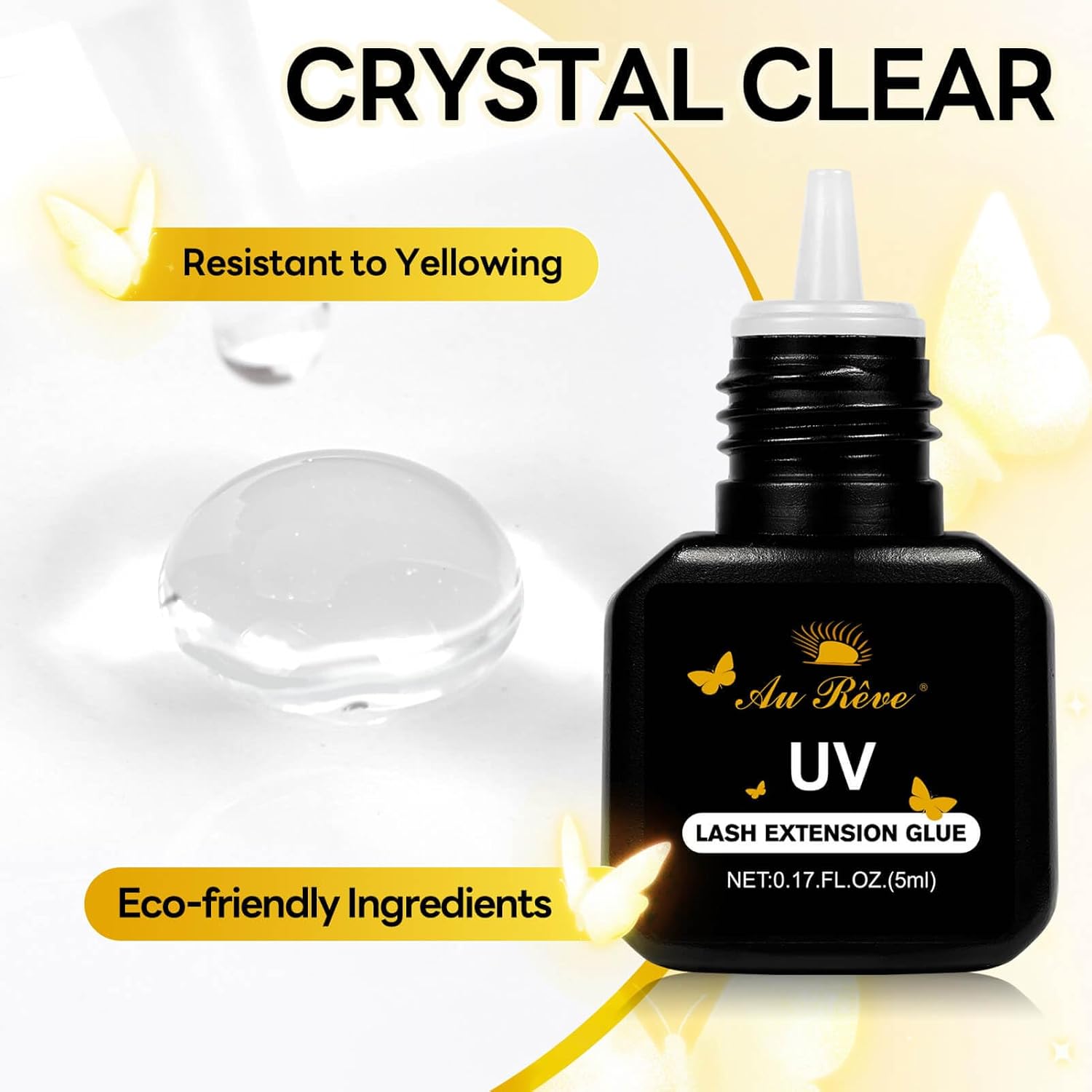 AuReve UV Eyelash Glue 5ml 1-Second Quick-Drying
