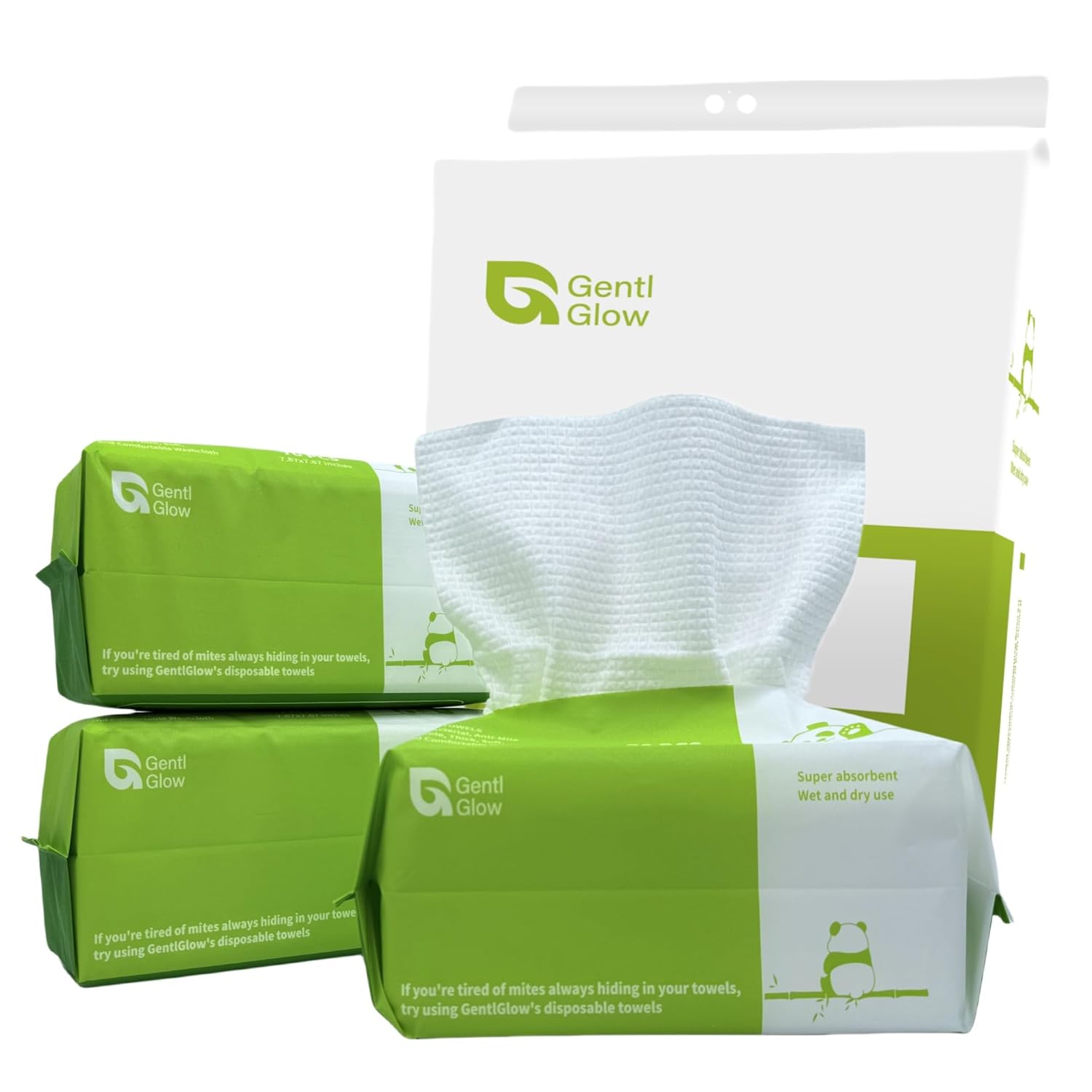 GENTLGLOW 3 Pack 210 Count Biobased Face Towels 8x8 Inches