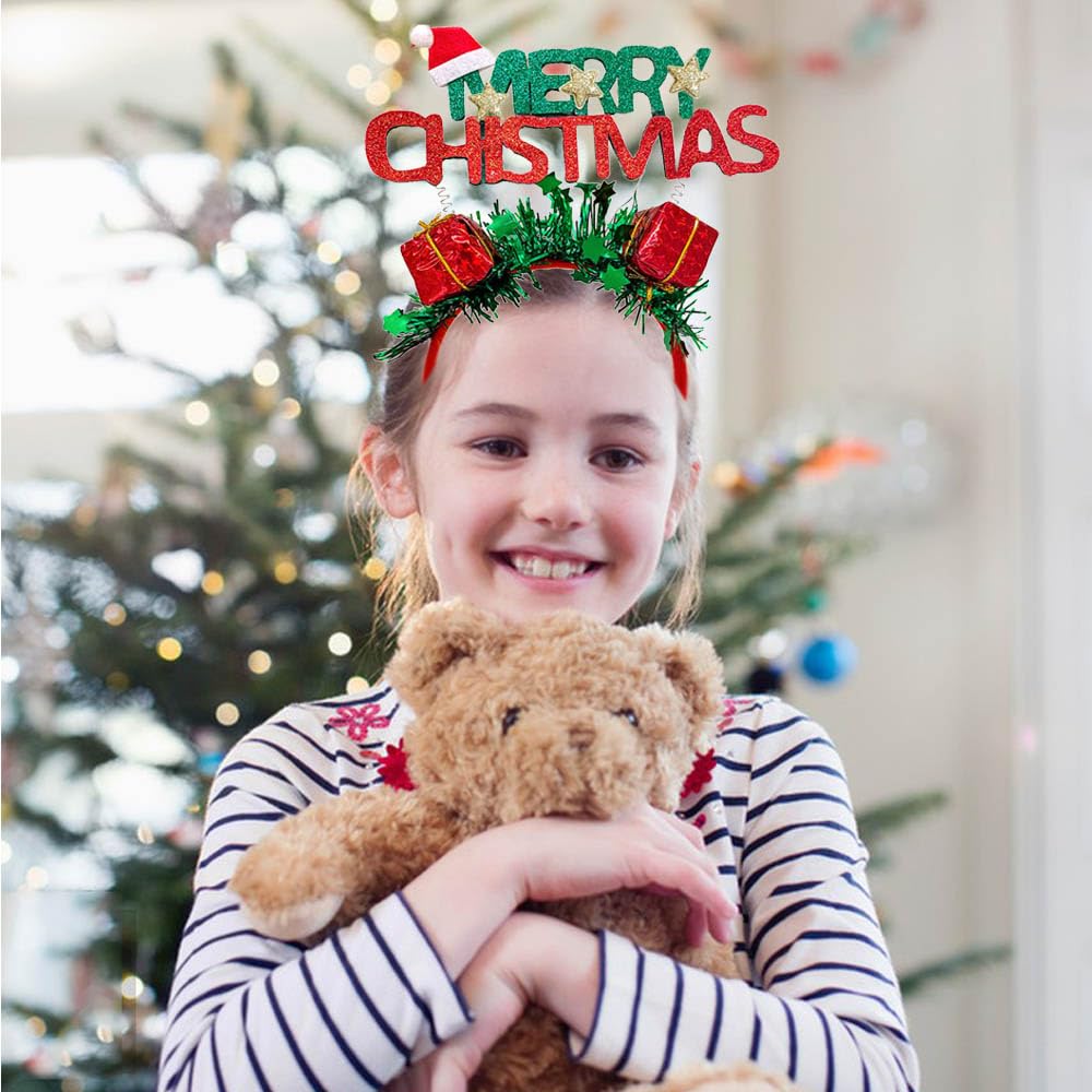 Christmas Headband for Women - Green Glitter Hair Hoop
