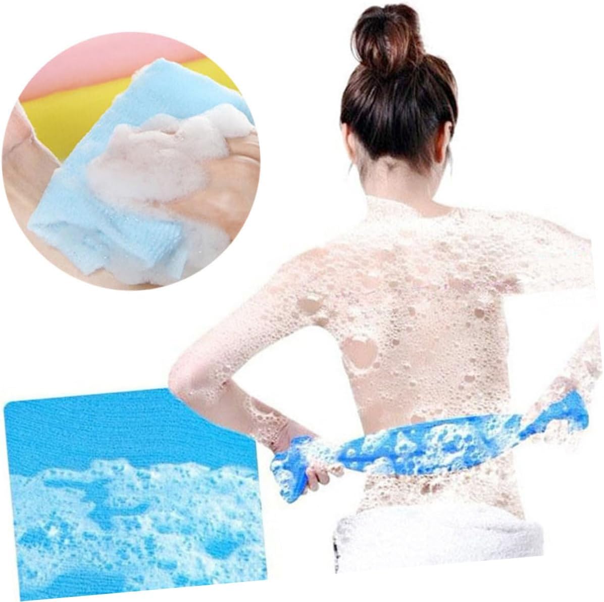 WOONEKY 4pcs Long Nylon Back Scrubber Towel