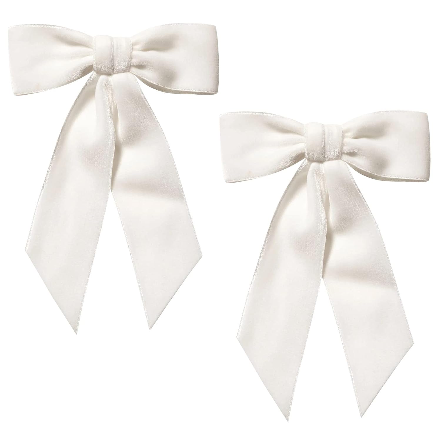 2PCS White Velvet Hair Bows Clips for Girls and Kids