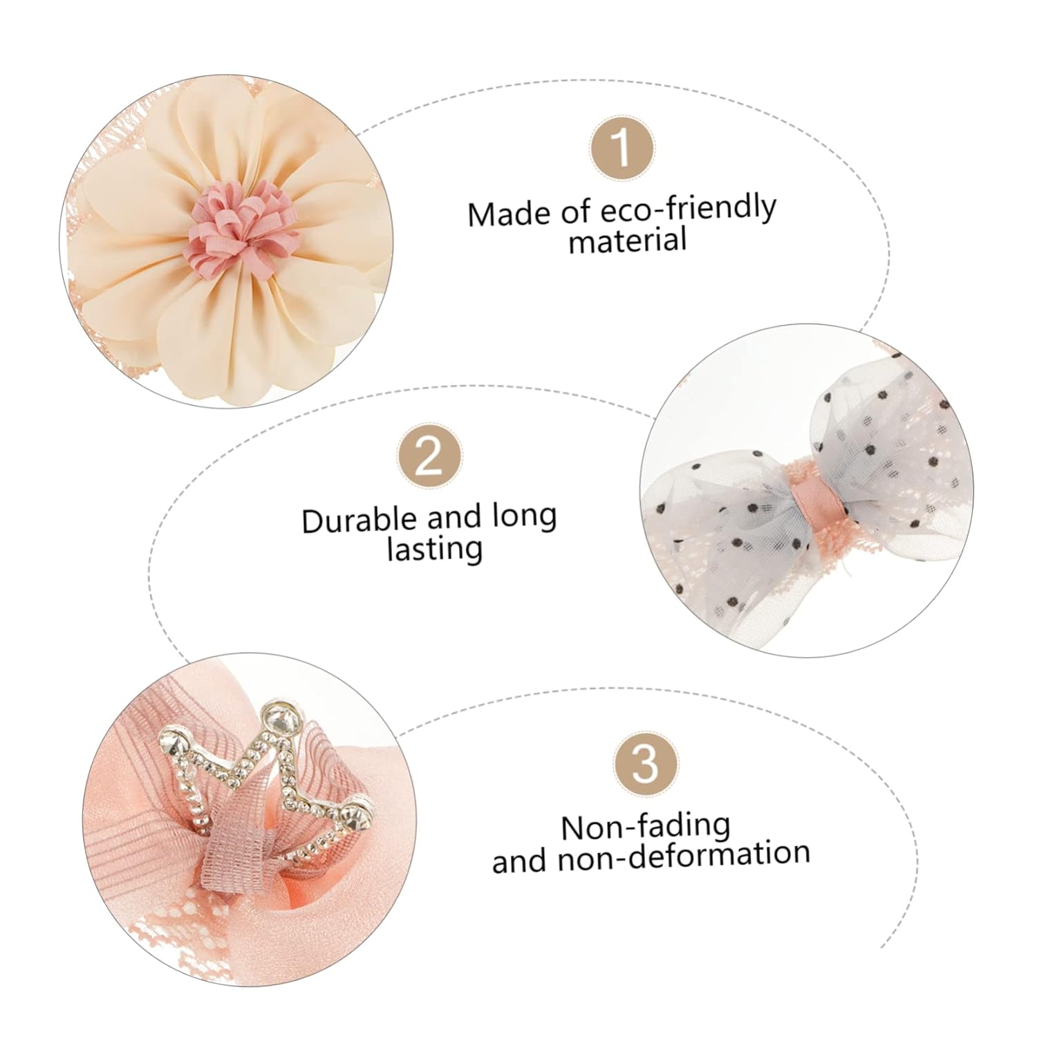 SUPVOX 3pcs Bowknot Flower Hairband Set for Kids