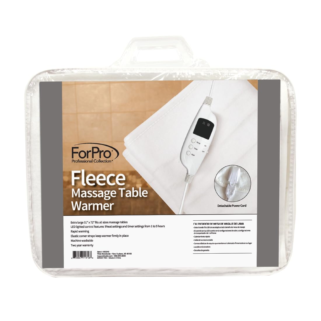ForPro Professional Fleece Massage Table Warmer with 9 Heat Settings