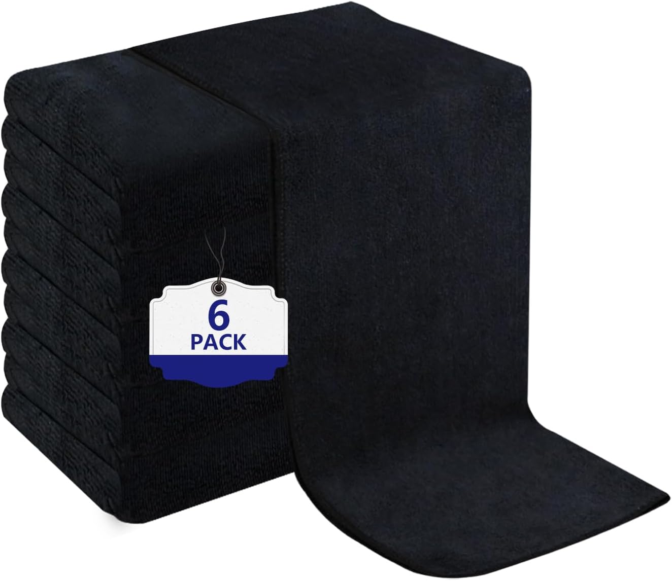 6 Pack Black Microfiber Hair Towels Super Soft and Absorbent