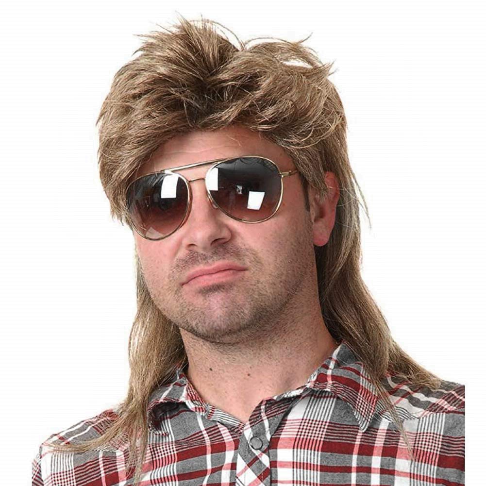 Kaneles Mullet Wig for Men Light Brown 80s Costume