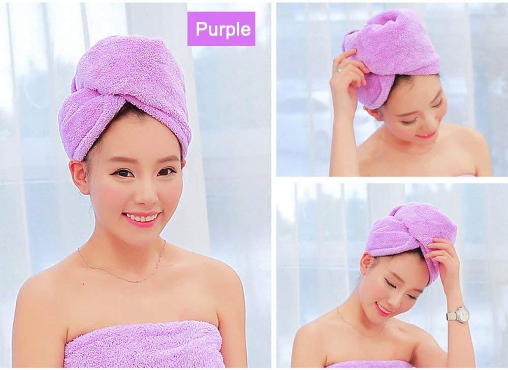 ADOGO Microfiber Hair Towel 2-Pack - Pink Purple