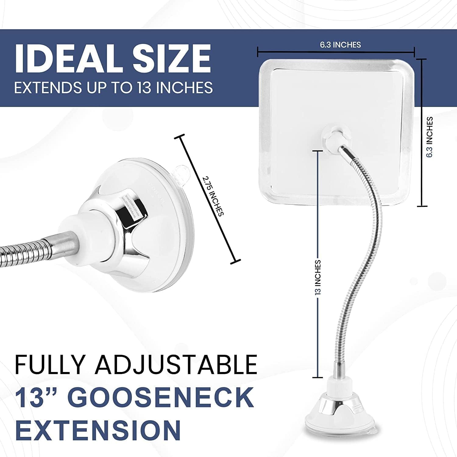 Mirrorvana Flexible Fogless Shower Mirror with Height Adjustment